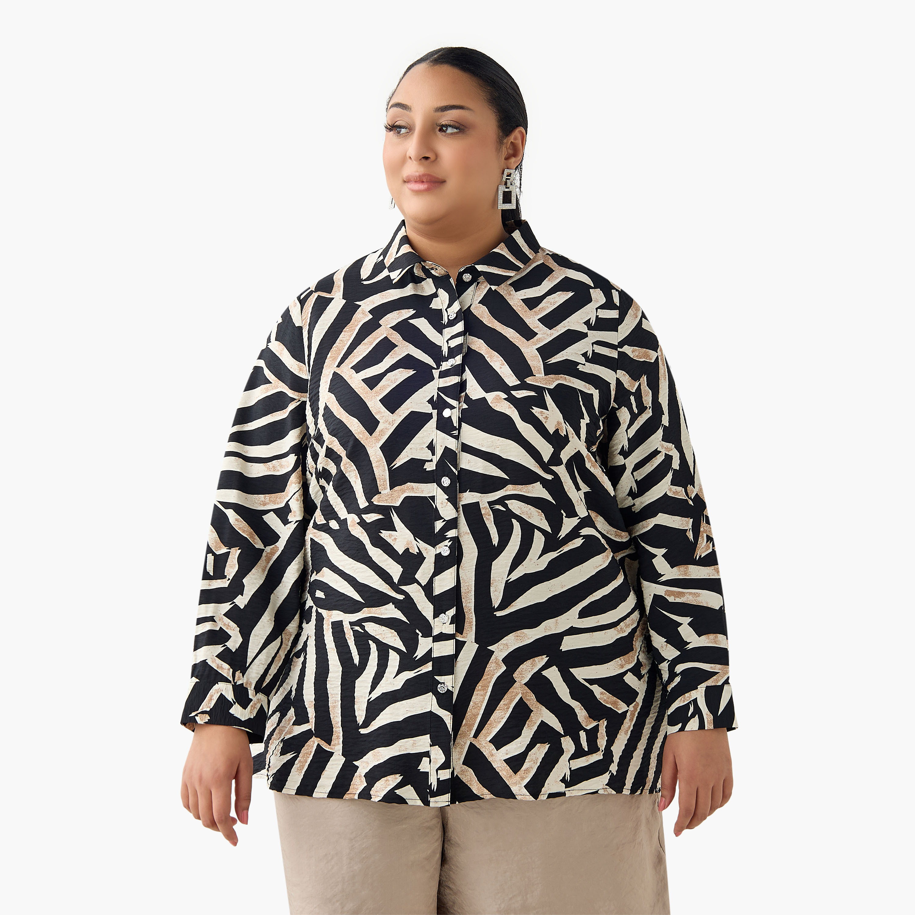 Ulla Popken Relaxed Fit Viscose Shirt with Abstract Print-women-clothing-shirtsandblouses-shirts-image-2
