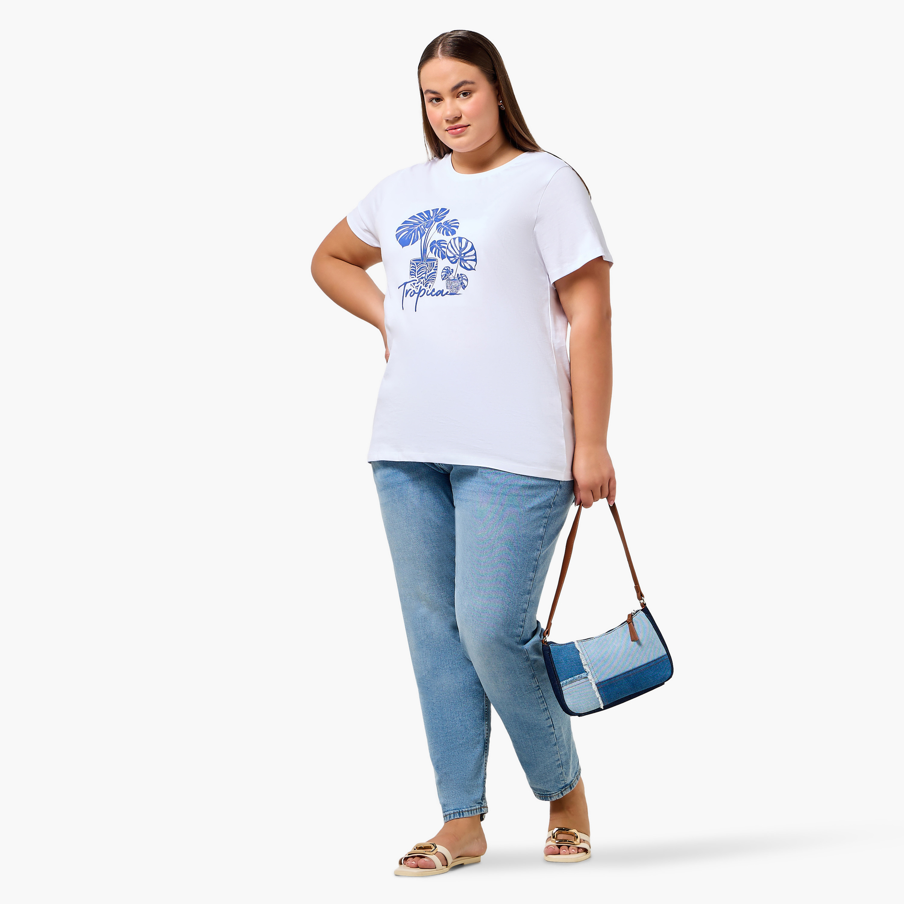 Ulla Popken Relaxed Fit Cotton T-shirt with Planter Print-women-clothing-tshirts-image-3