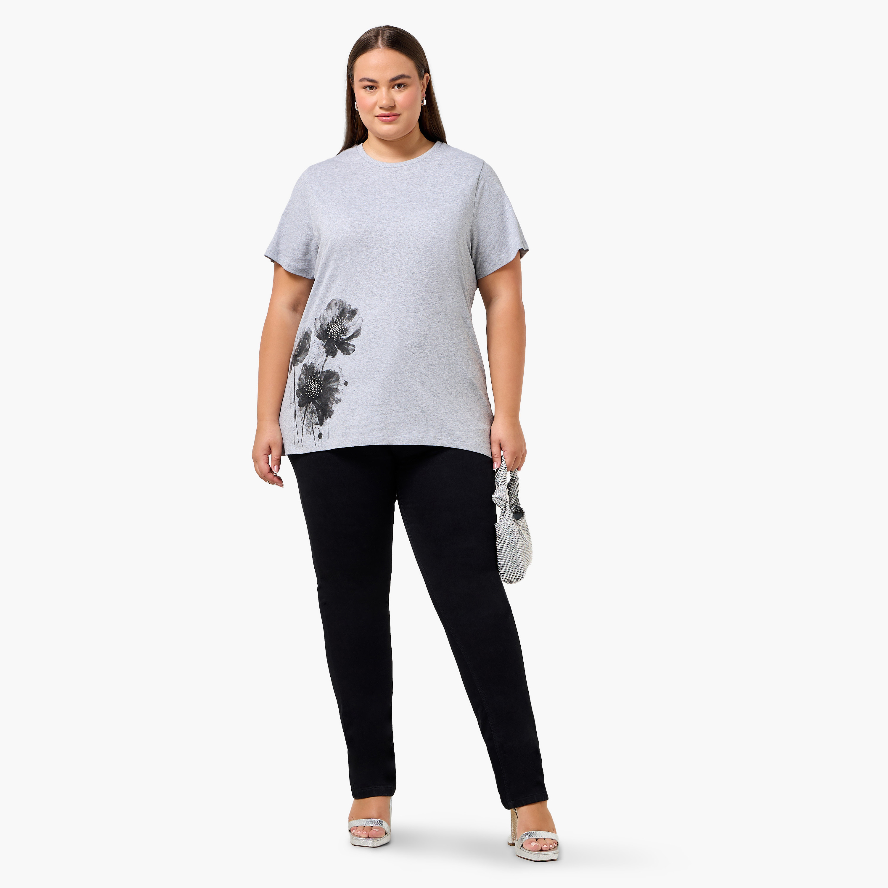 Ulla Popken Relaxed Fit Cotton T-shirt with Floral Print-women-clothing-tshirts-image-3
