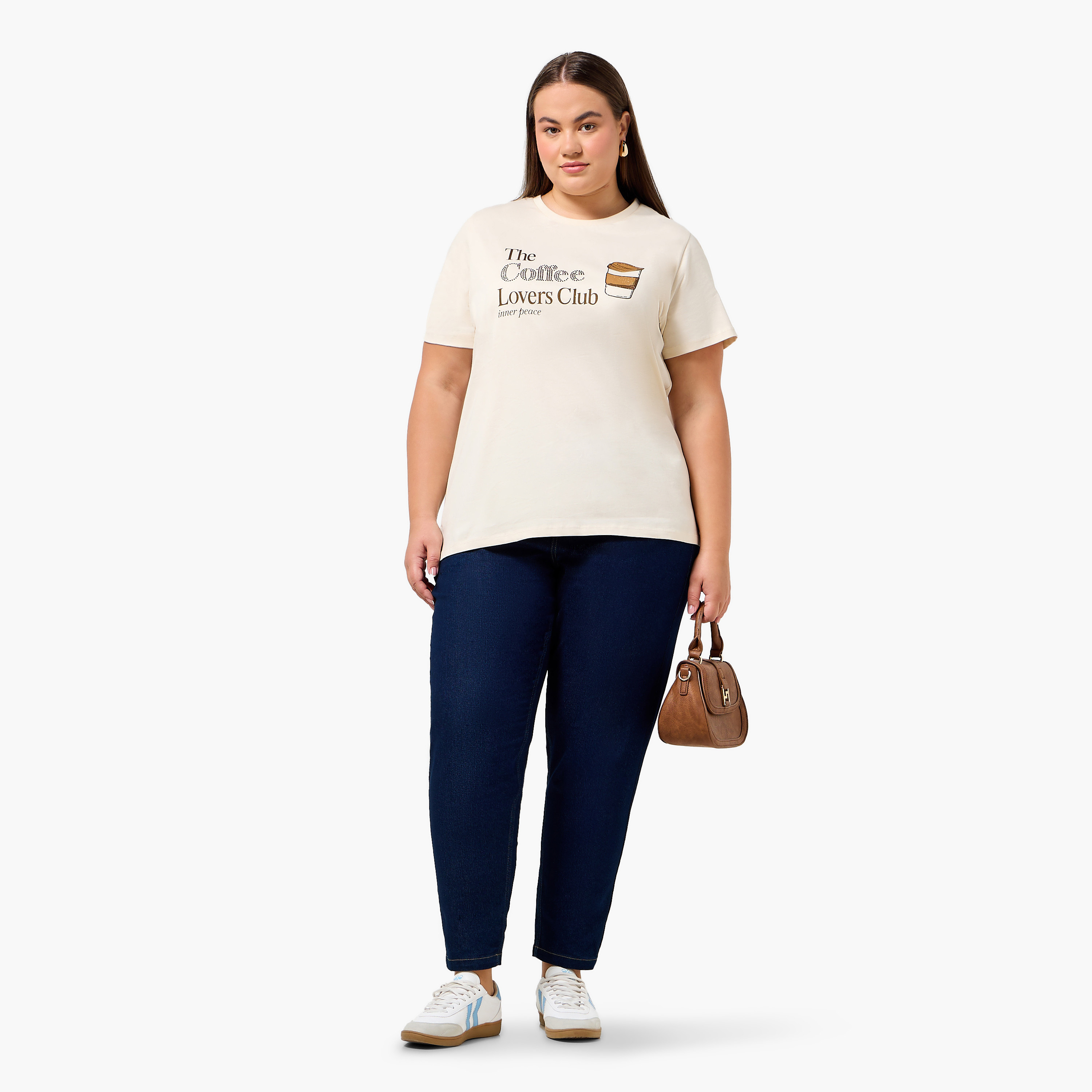 Ulla Popken Relaxed Fit Cotton T-shirt with Slogan Print-women-clothing-tshirts-image-3