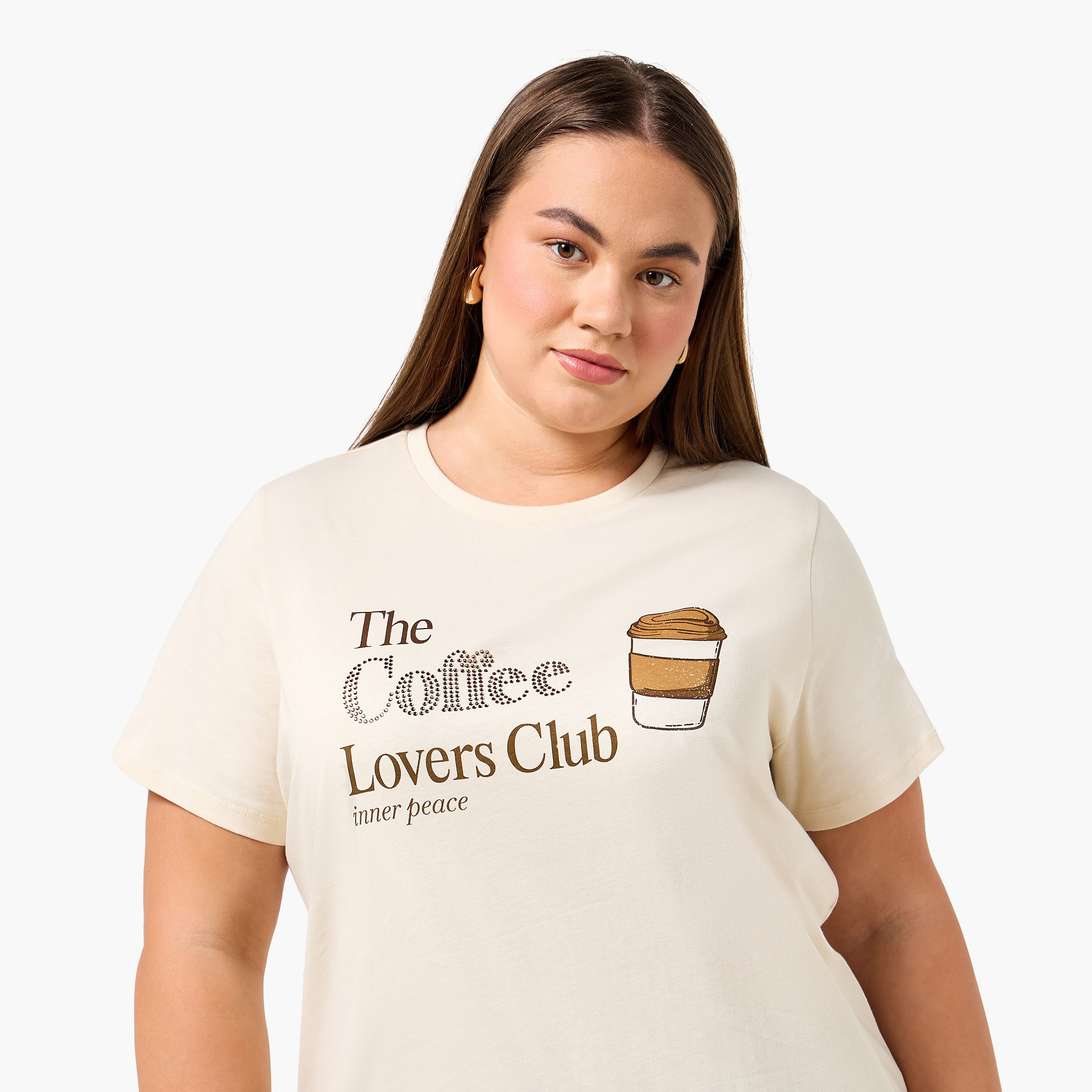 Ulla Popken Relaxed Fit Cotton T-shirt with Slogan Print-women-clothing-tshirts-image-5