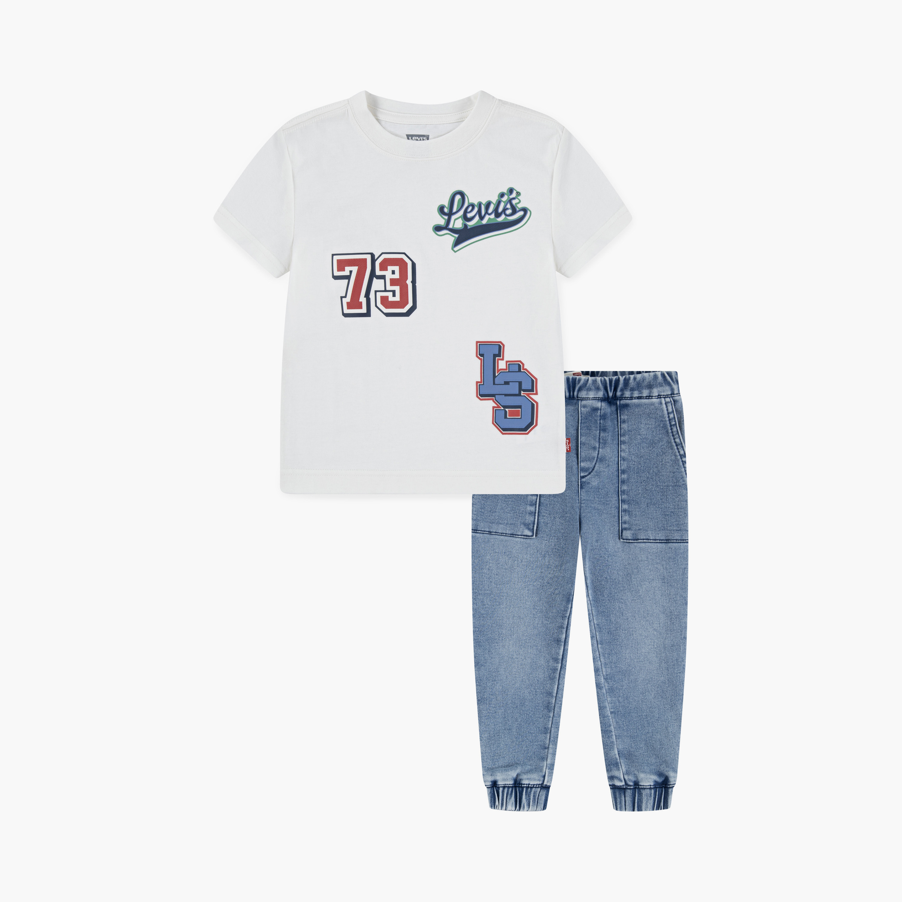 Levi’s 2-Piece Round Neck Embroidered T-Shirt with Elasticated Joggers-boys-clothing-setsandcoords-image-1