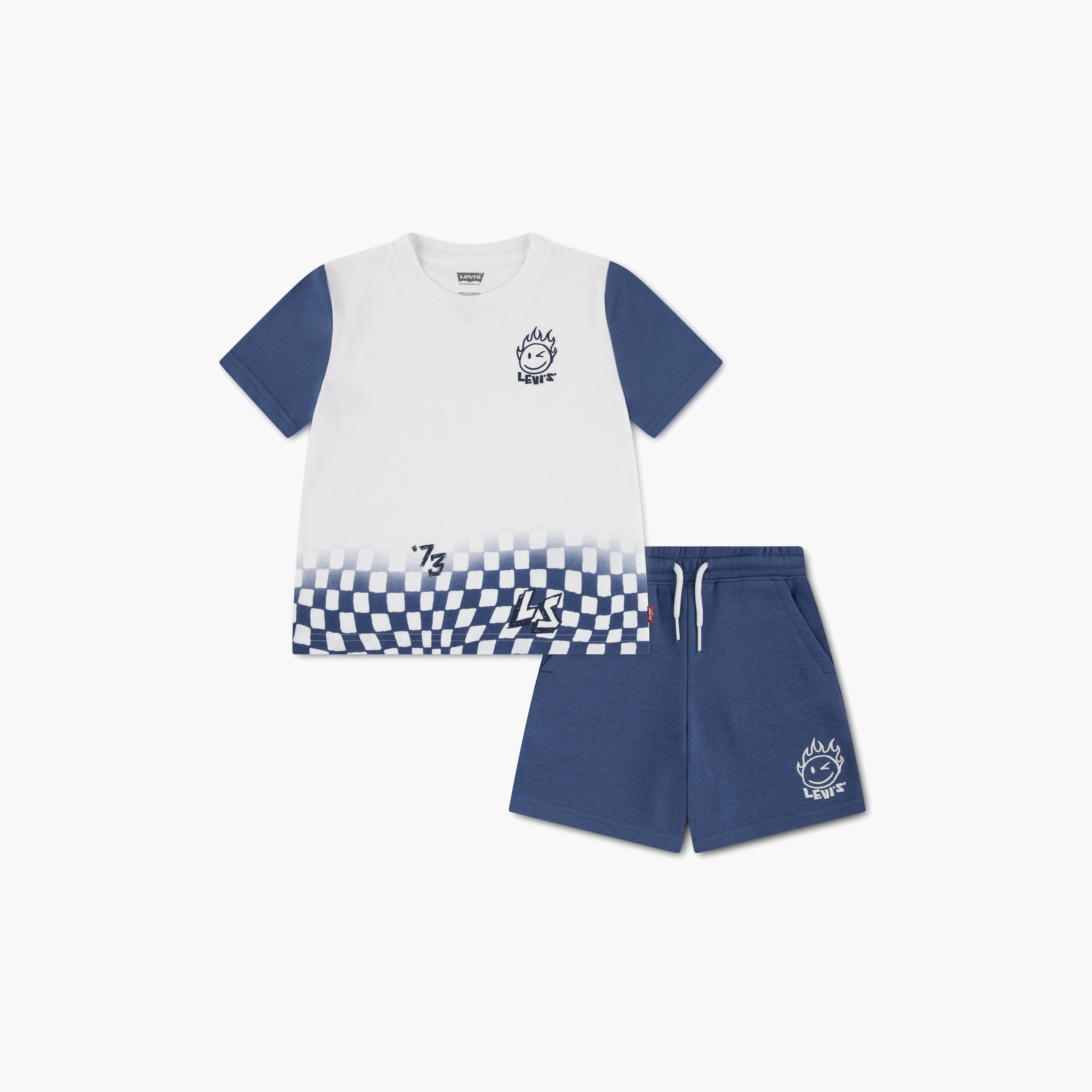 Levi's LVB Smiley Check Knit Shorts Sets-boys-clothing-setsandcoords-image-1