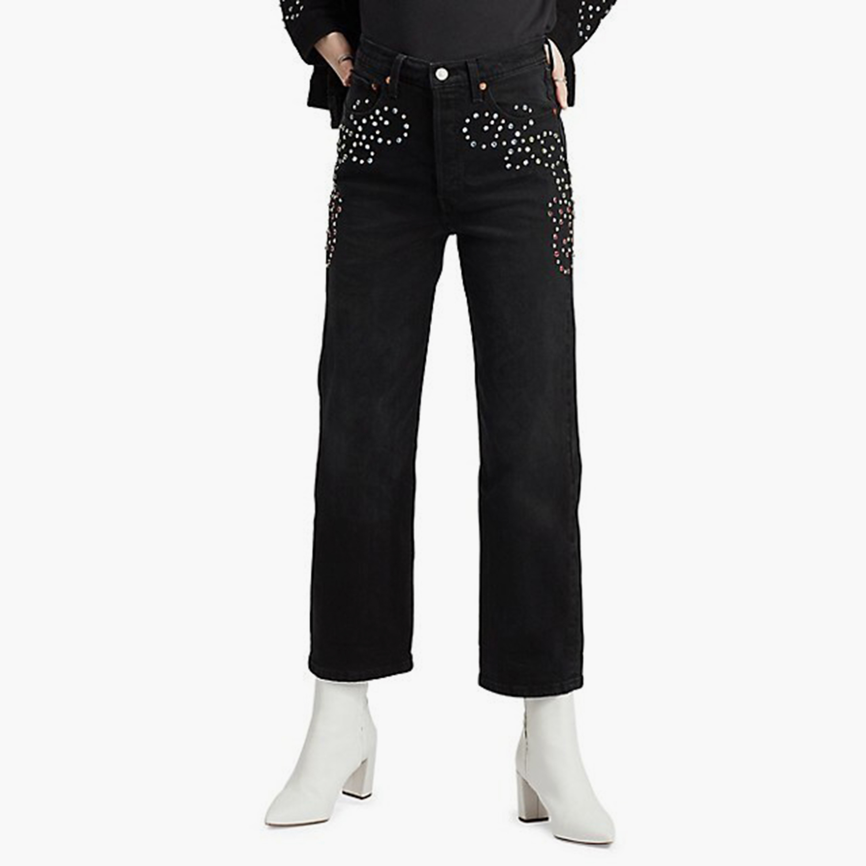 Levi's Straight Fit Black 5 Pockets Women's Jeans-women-clothing-bottoms-jeans-image-1