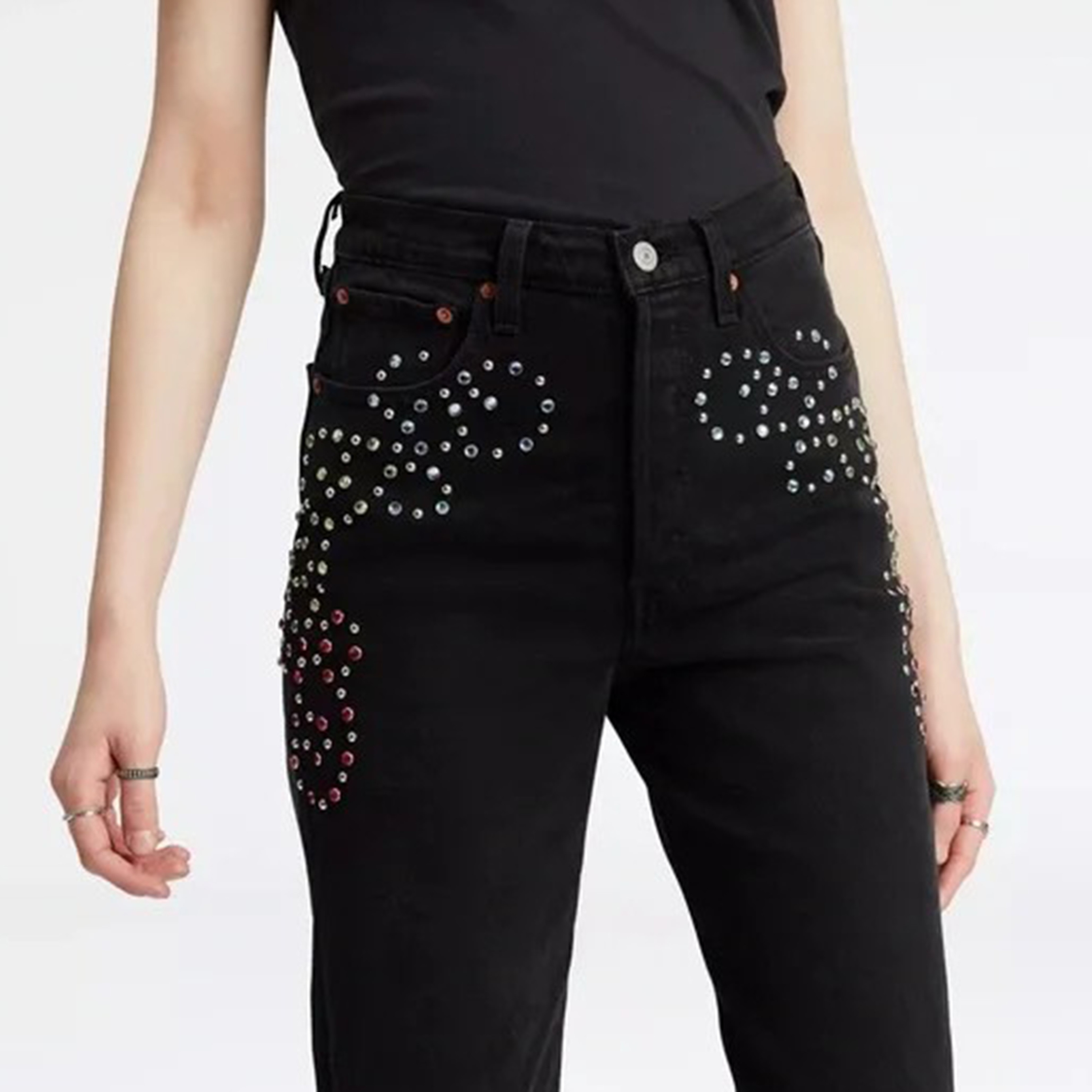 Levi's Straight Fit Black 5 Pockets Women's Jeans-women-clothing-bottoms-jeans-image-2