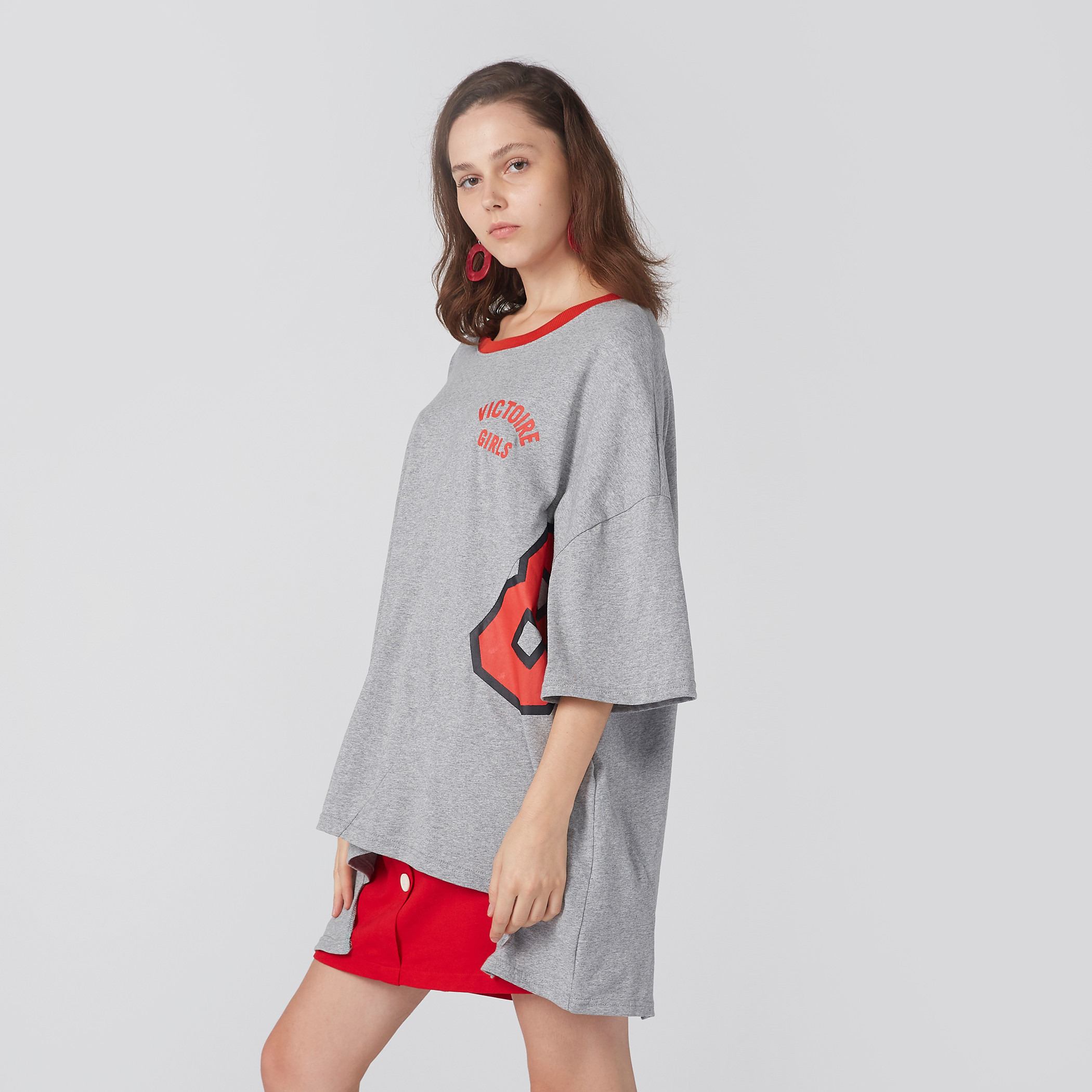 Printed Oversized T-Shirt with Flared Sleeves and Round Neck-women-clothing-tshirts-image-3