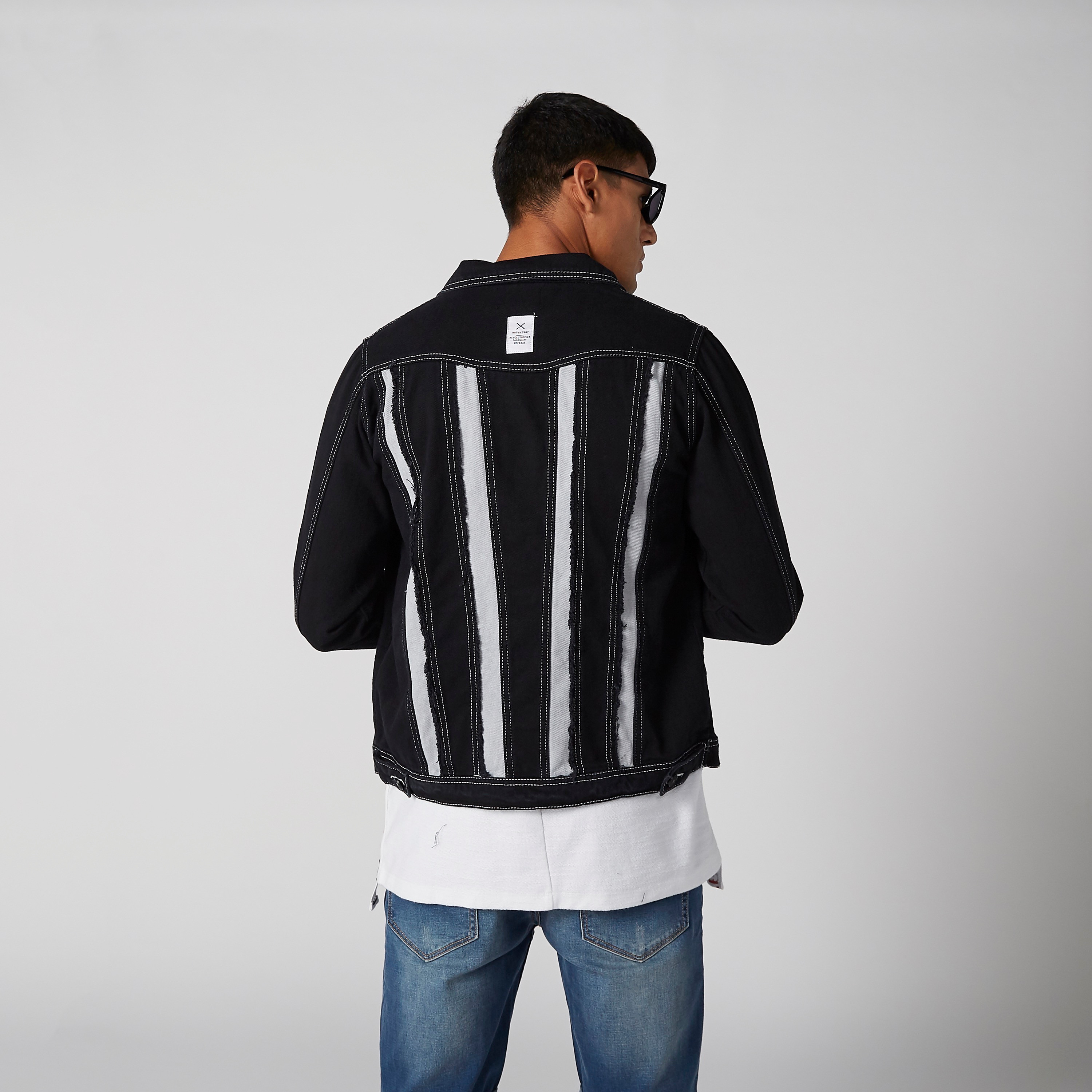 Striped denim sales jacket mens