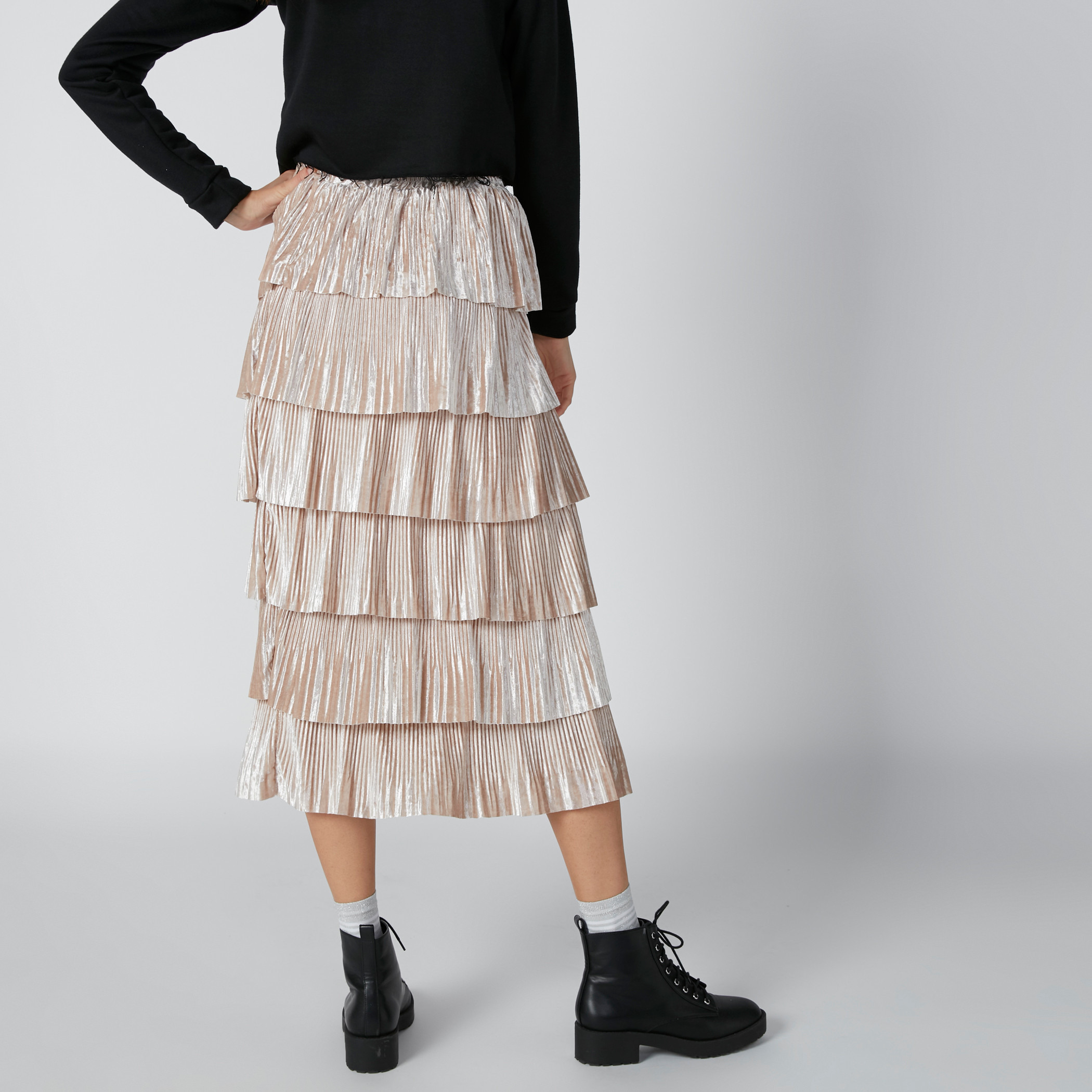 Layered net midi skirt best sale