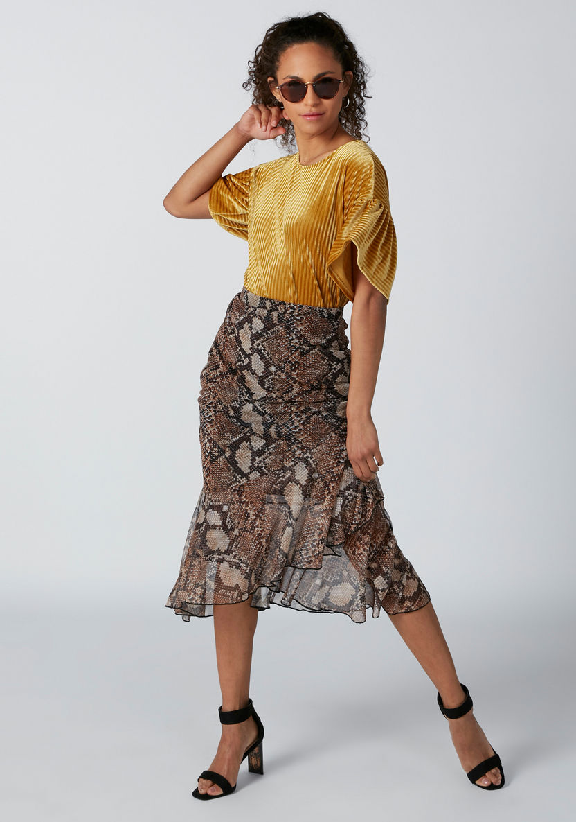 Fashion Animal Print Midi Wrap Skirt Midi Wrap Skirt In Green