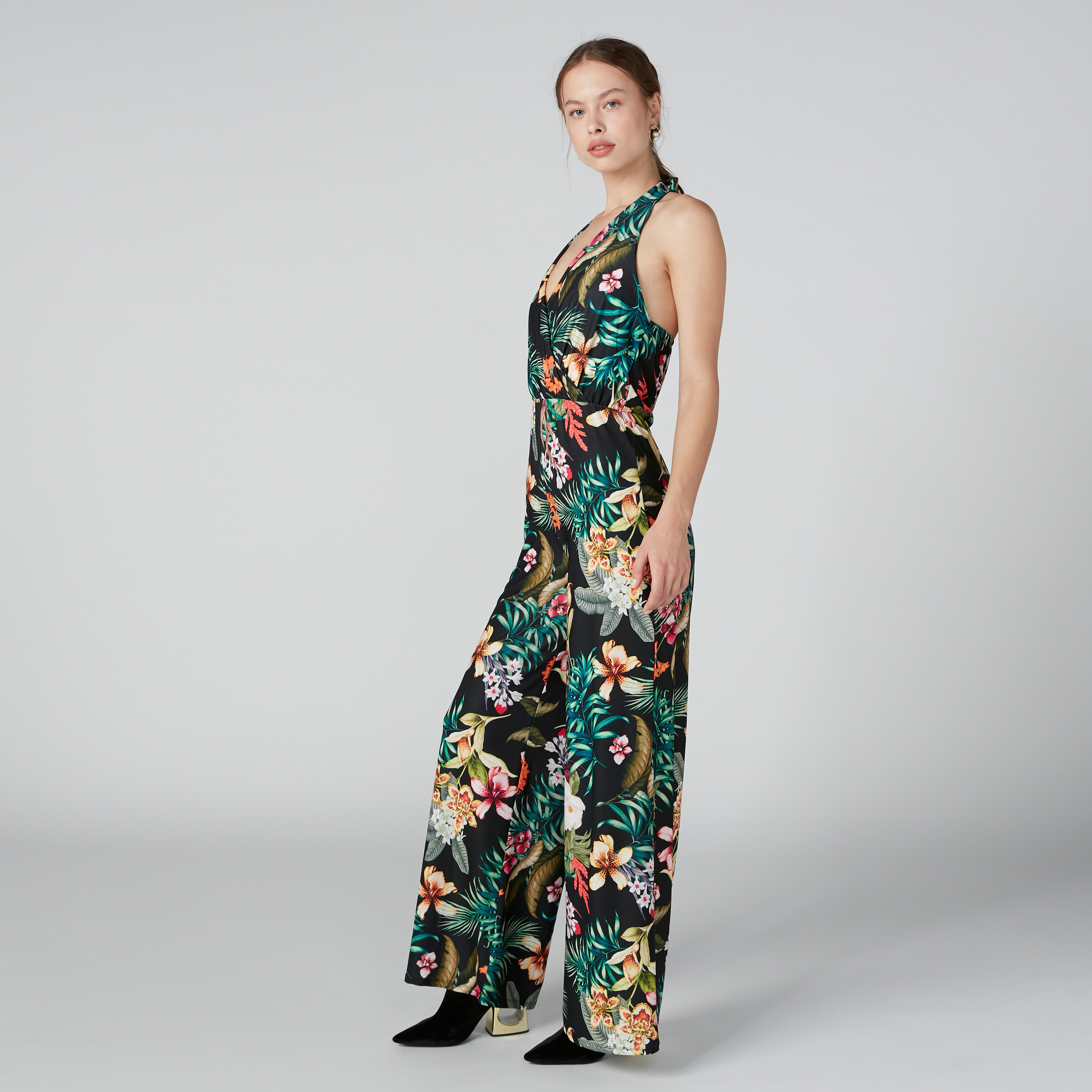 Halter neck floral jumpsuit online