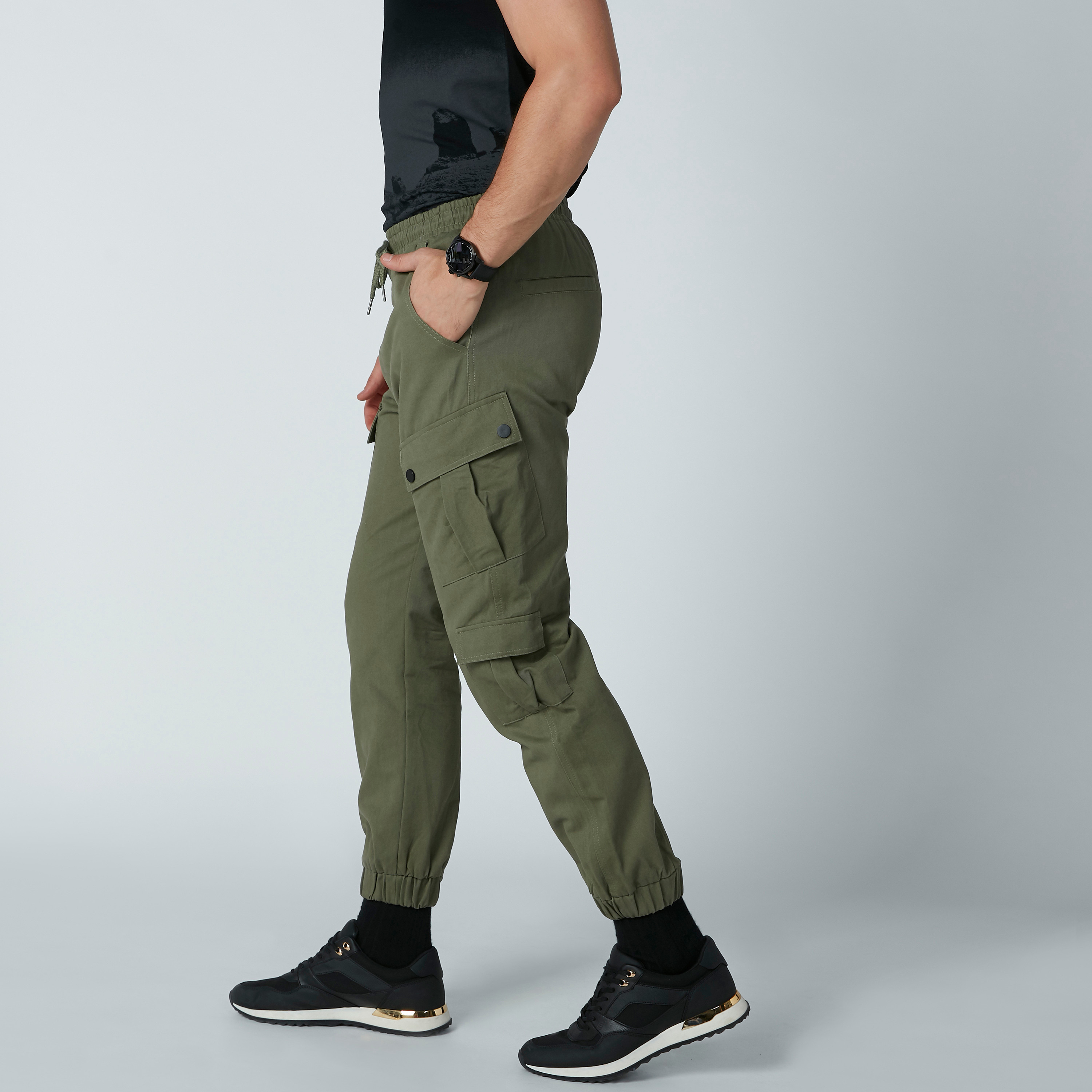 Cargo pants with sales cuffed hems