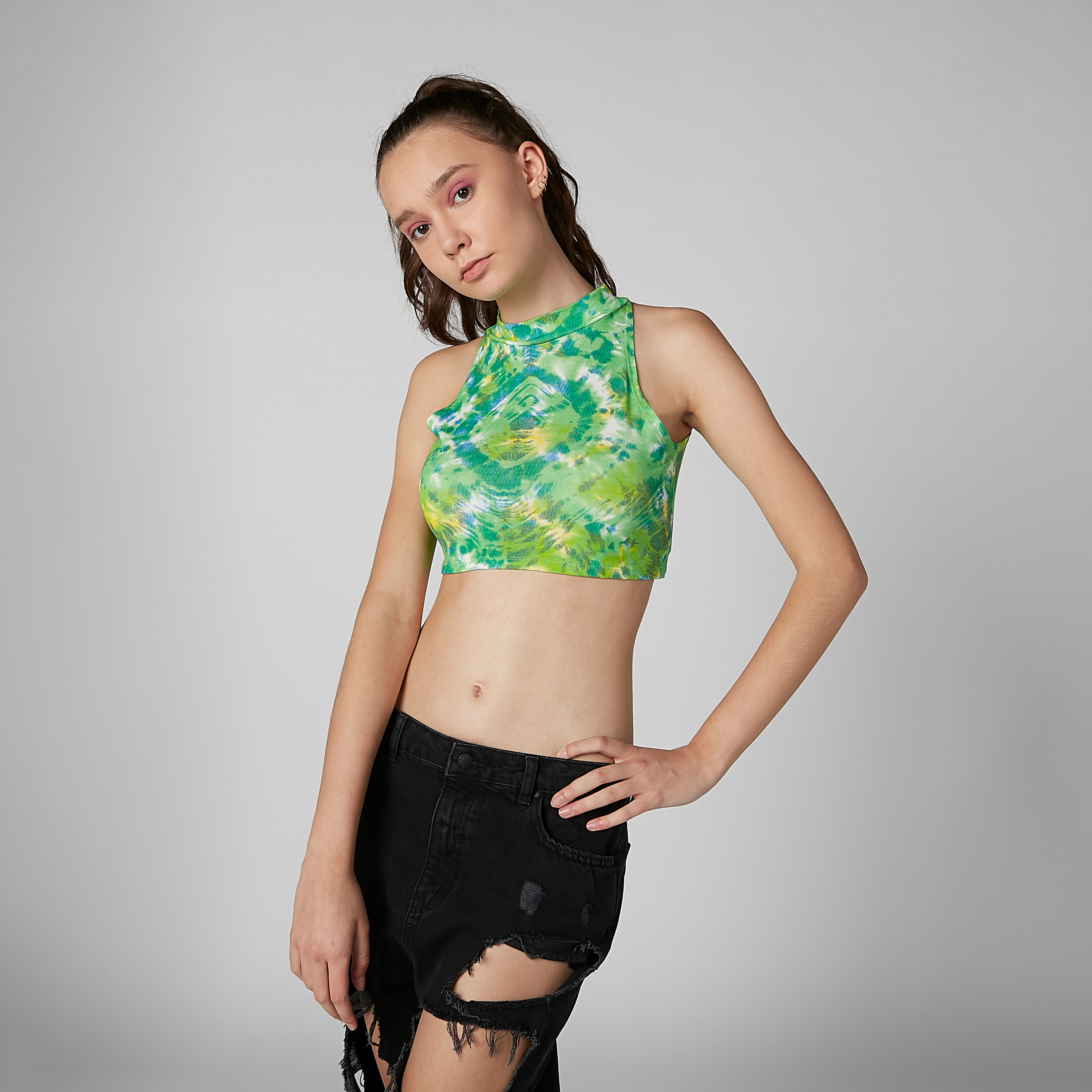 Printed Sleeveless Crop Top with Halter Neck-women-clothing-shirtsandblouses-blouses-image-1