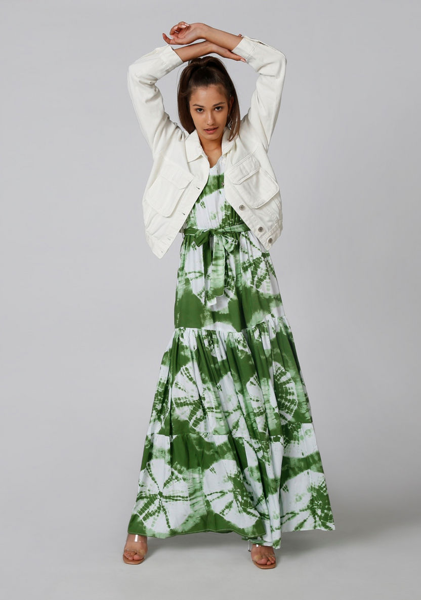 Printed Sleeveless Maxi A-line Dress with V-neck-Dresses-image-4