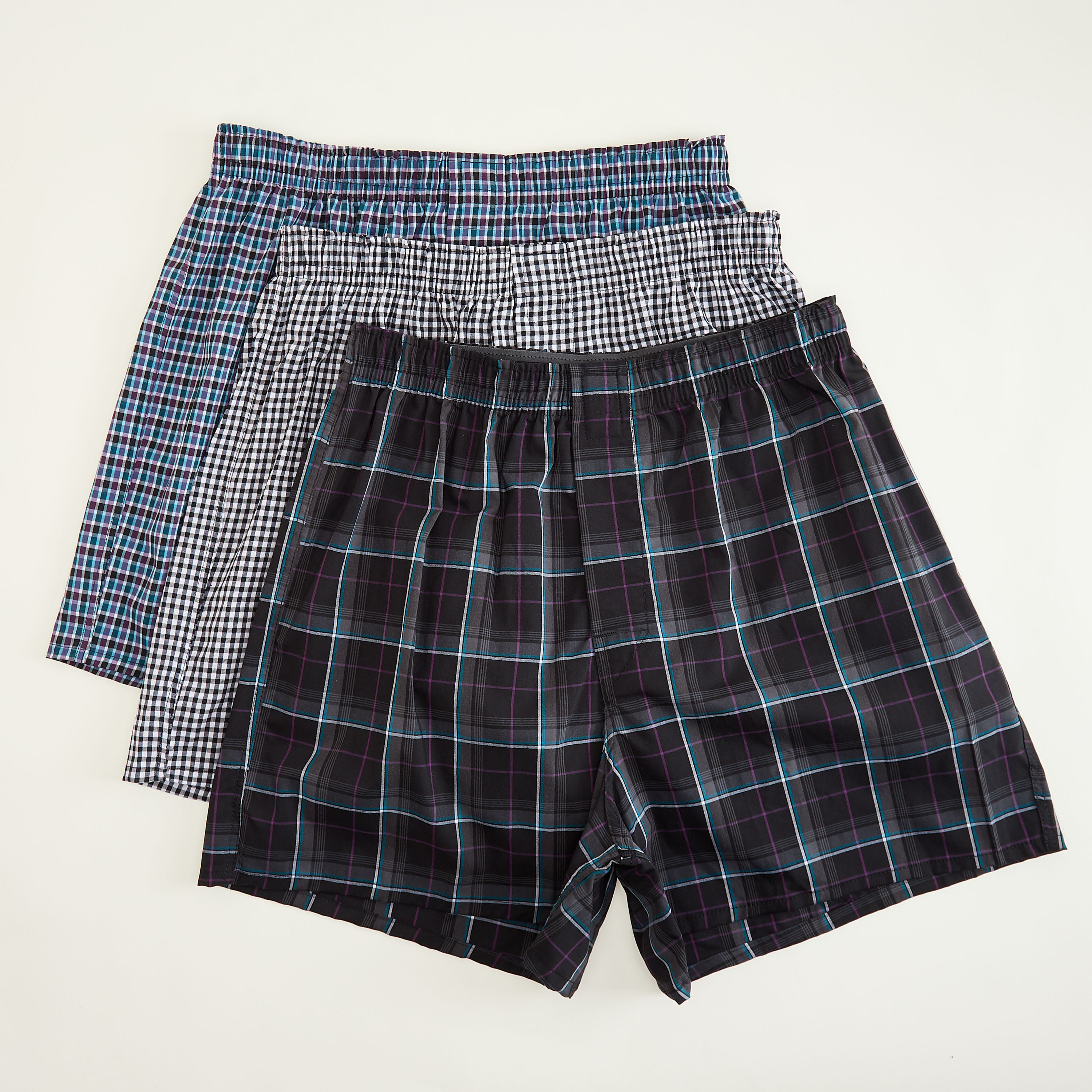 Buy Set of 3 Hanes Checked Boxers with Elasticated Waistband