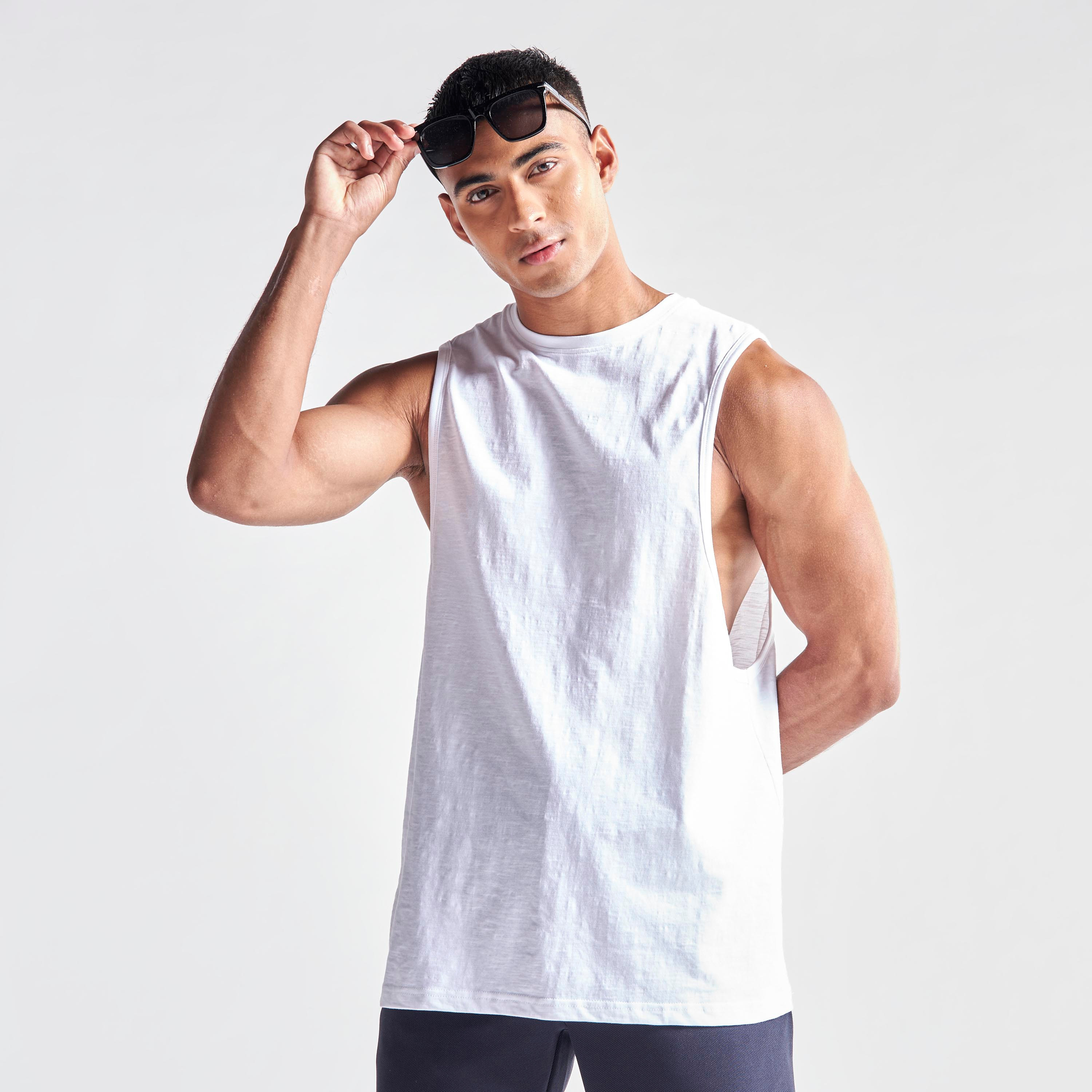 Solid Sleeveless T-shirt with Crew Neck-men-clothing-tshirtsandpolos-tshirts-image-1