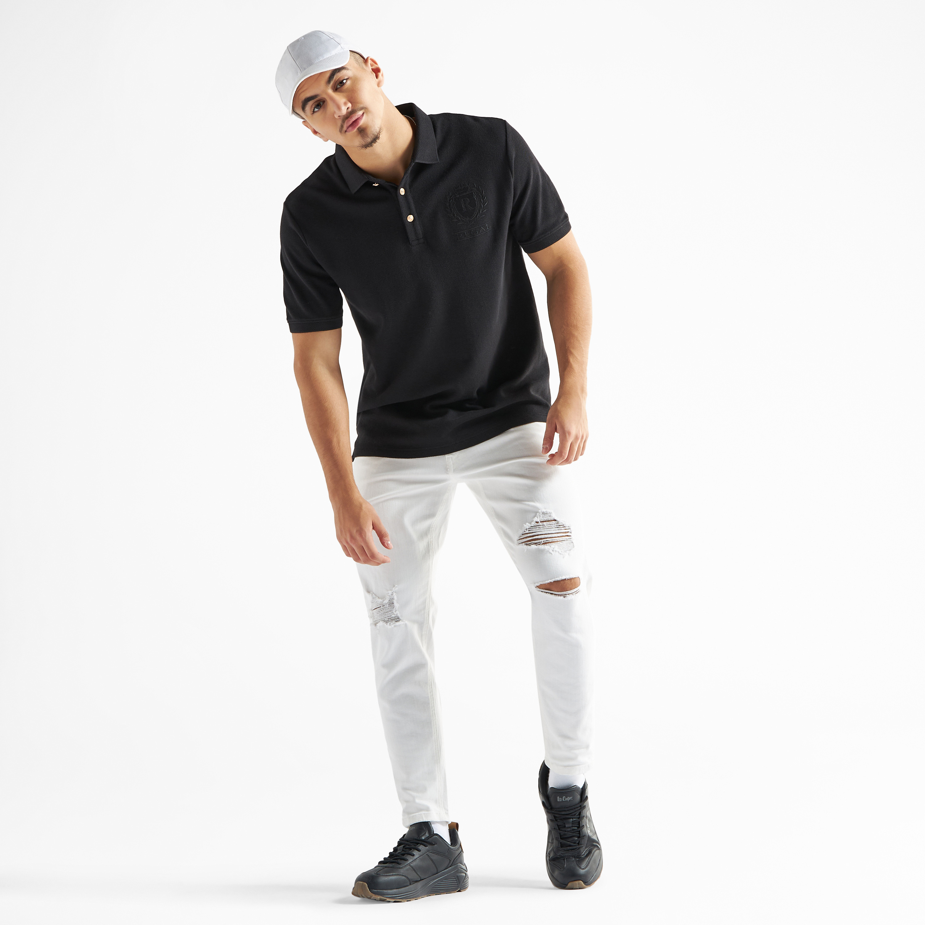 Typography Embroidered Polo T-shirt with Short Sleeves-men-clothing-tshirtsandpolos-polos-image-2