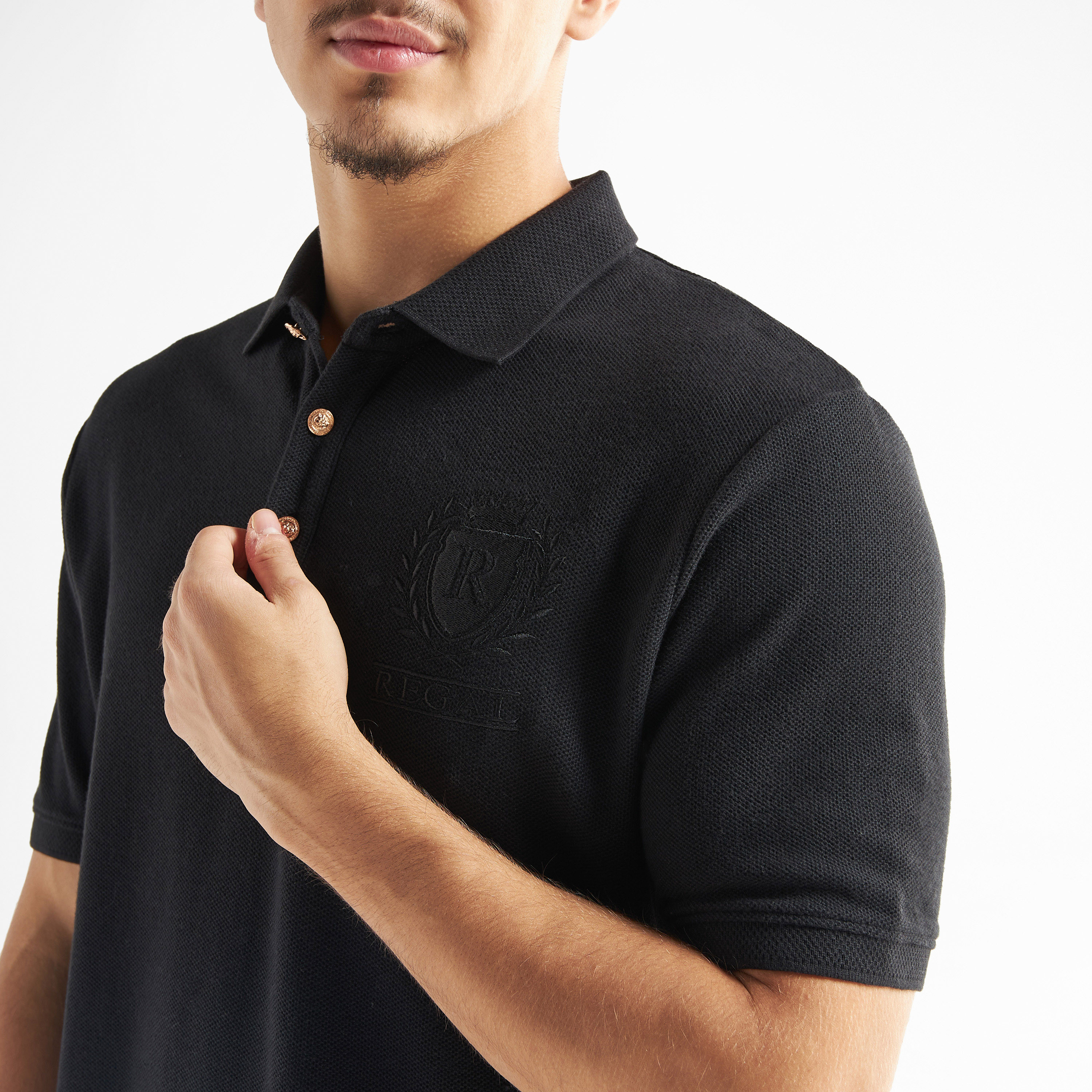 Typography Embroidered Polo T-shirt with Short Sleeves-men-clothing-tshirtsandpolos-polos-image-4