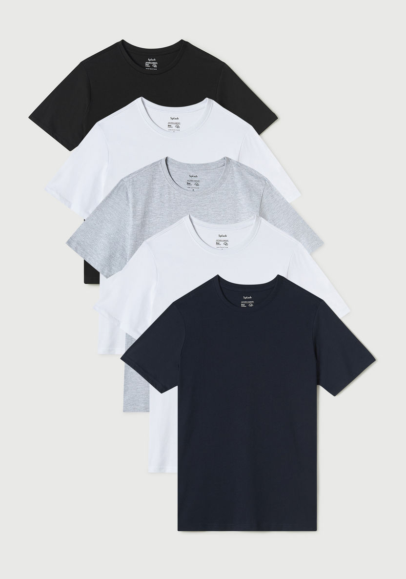 Buy 5-Pack Solid T-shirt with Crew Neck and Short Sleeves | Splash UAE
