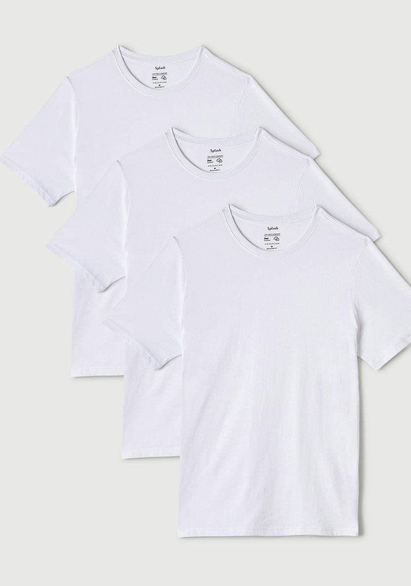 Buy 3-Pack Solid T-shirt with Crew Neck and Short Sleeves | Splash UAE