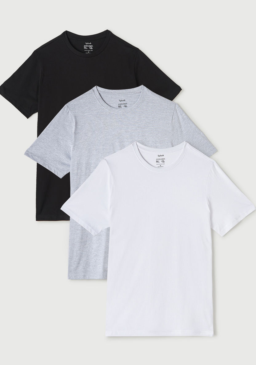 Buy 3-Pack Solid T-shirt with Crew Neck and Short Sleeves | Splash UAE