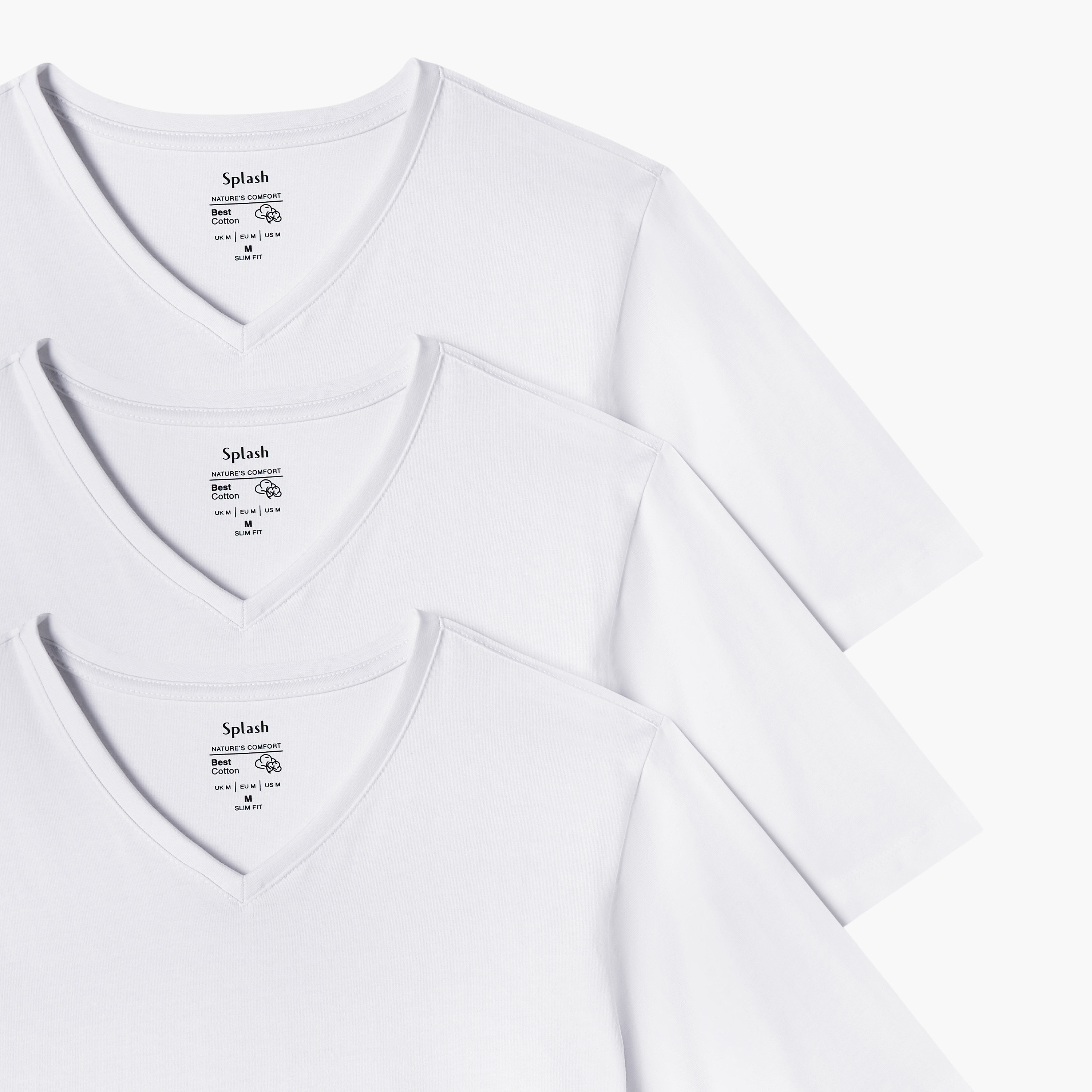 Set of 3 - Slim Fit T-shirt with V-neck and Short Sleeves-men-clothing-tshirtsandpolos-tshirts-image-4