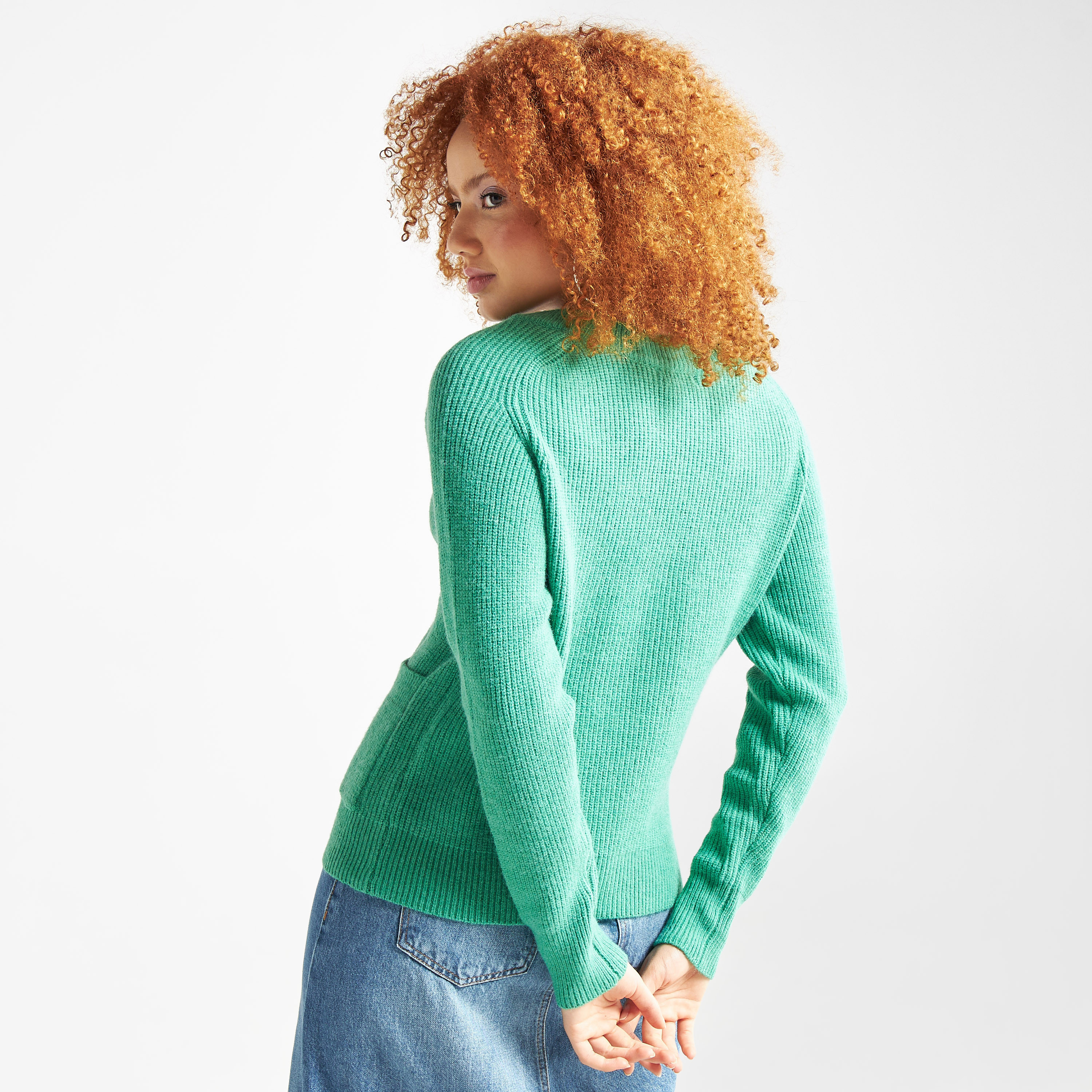 Textured Cardigan with Embellished Button Accents and Pockets-women-winterwear-cardigansandjumpers-cardigans-image-3