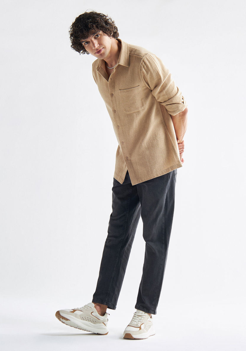 Buy Textured Shirt with Long Sleeves and Pocket | Splash UAE