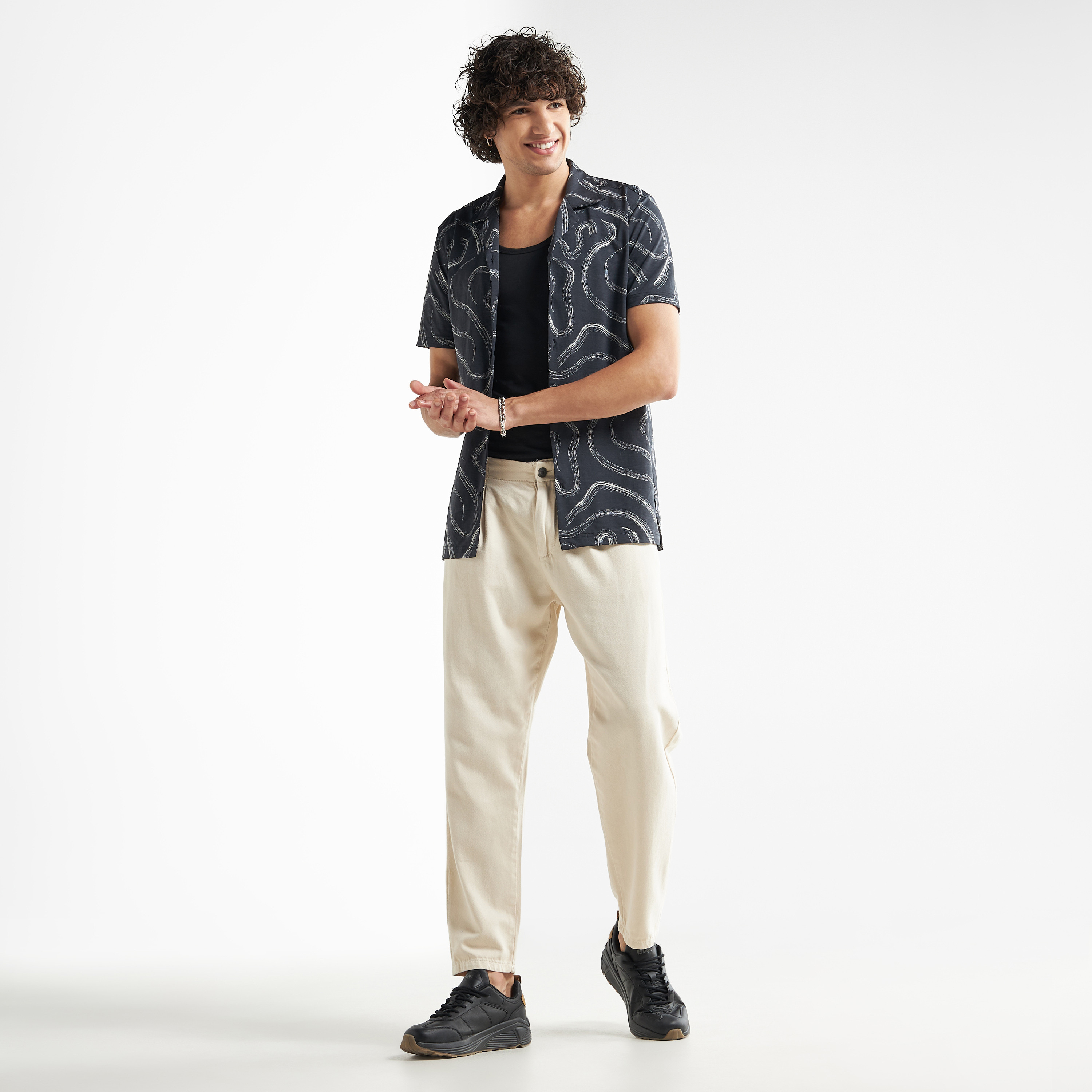 Printed Camp Collar Shirt with Short Sleeves-men-clothing-shirts-image-2
