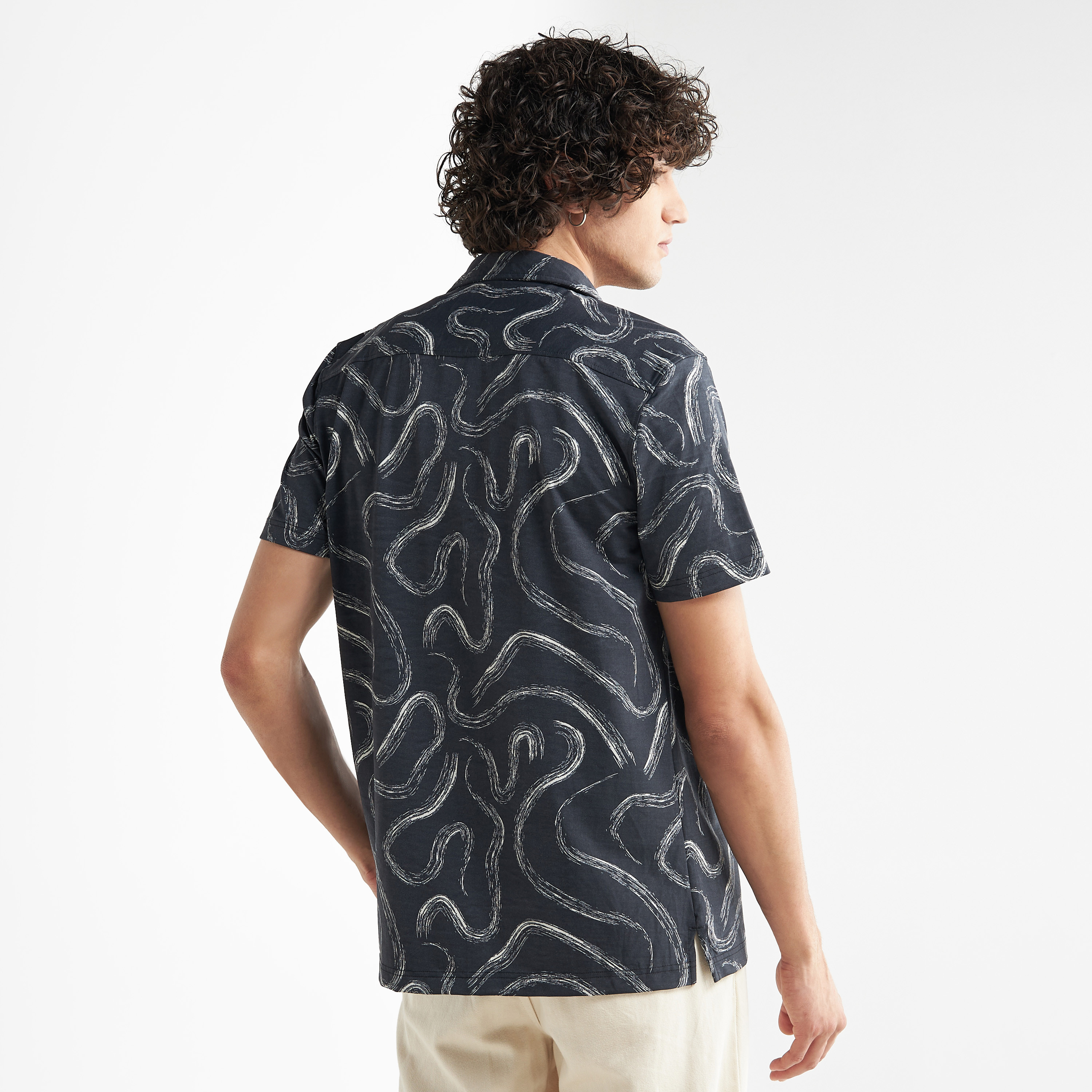 Printed Camp Collar Shirt with Short Sleeves-men-clothing-shirts-image-3