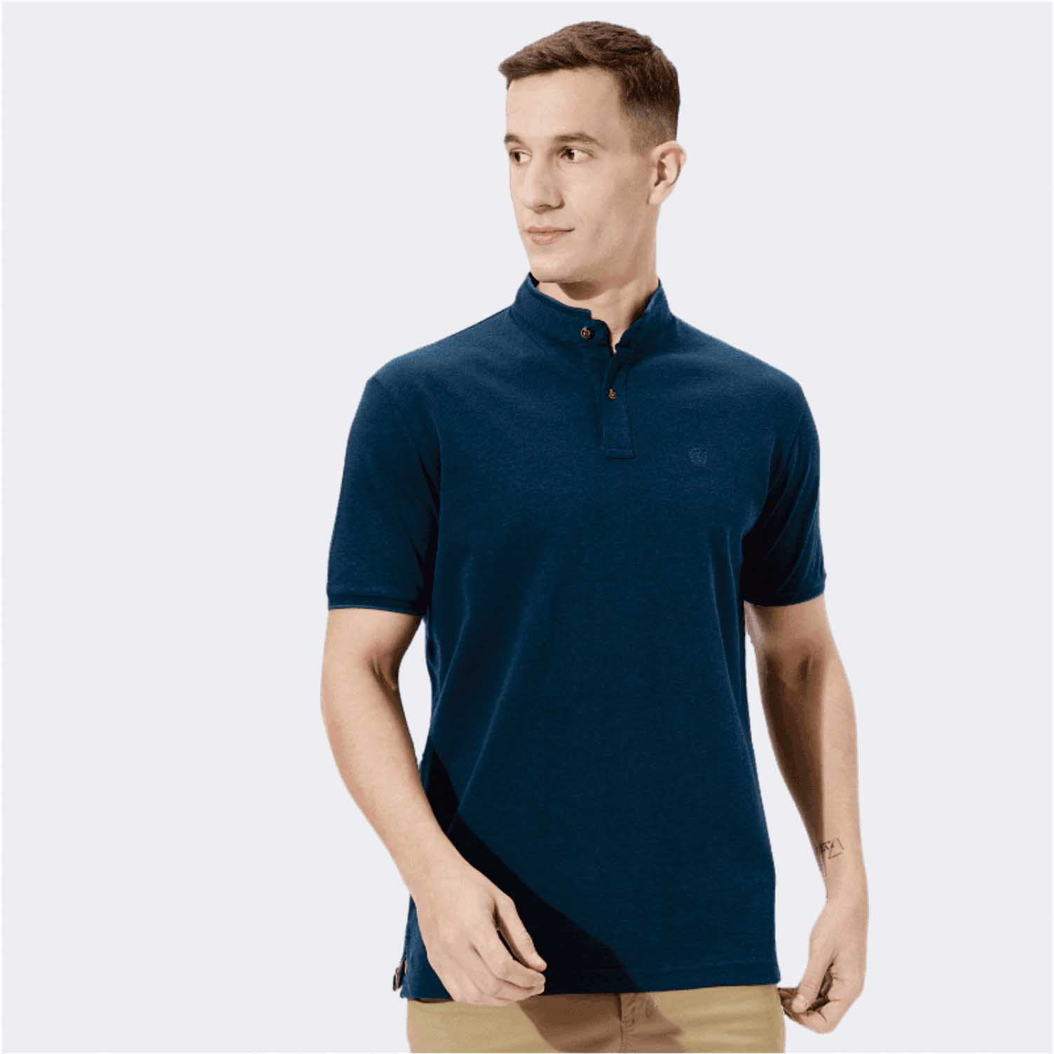 Buy Fahrenheit Solid Polo T shirt with Mandarin Neck Splash Bahrain