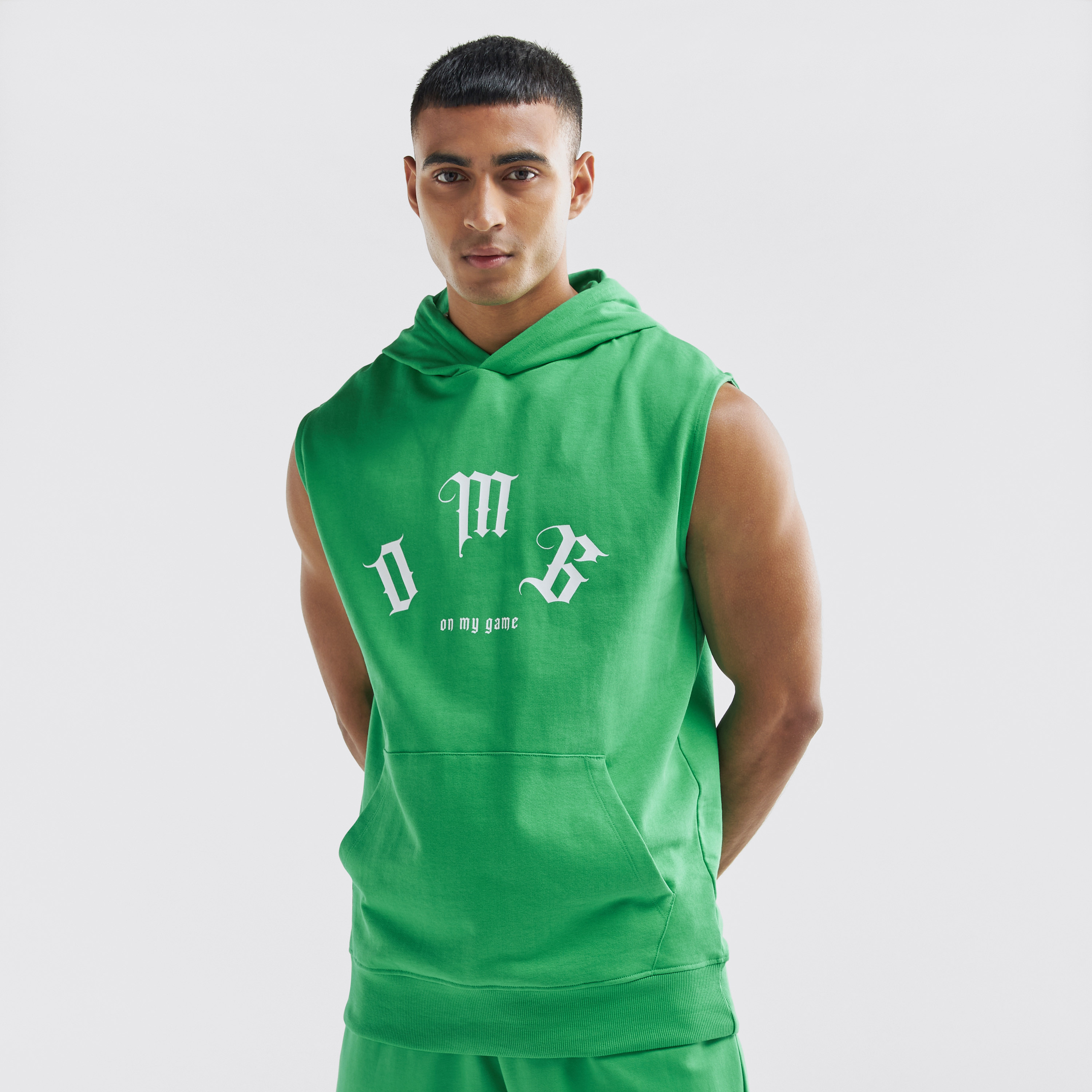 Buy Men s Slogan Print Sleeveless Hoodie Online Centrepoint KSA