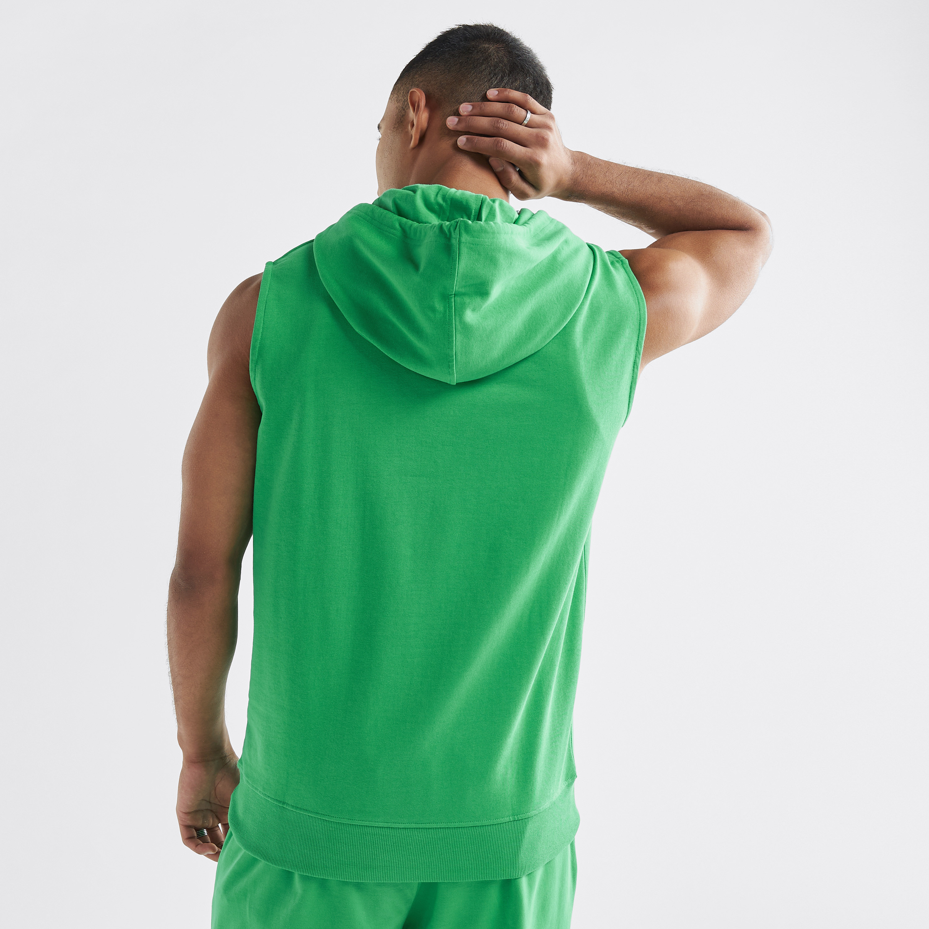 Green sleeveless hoodie online