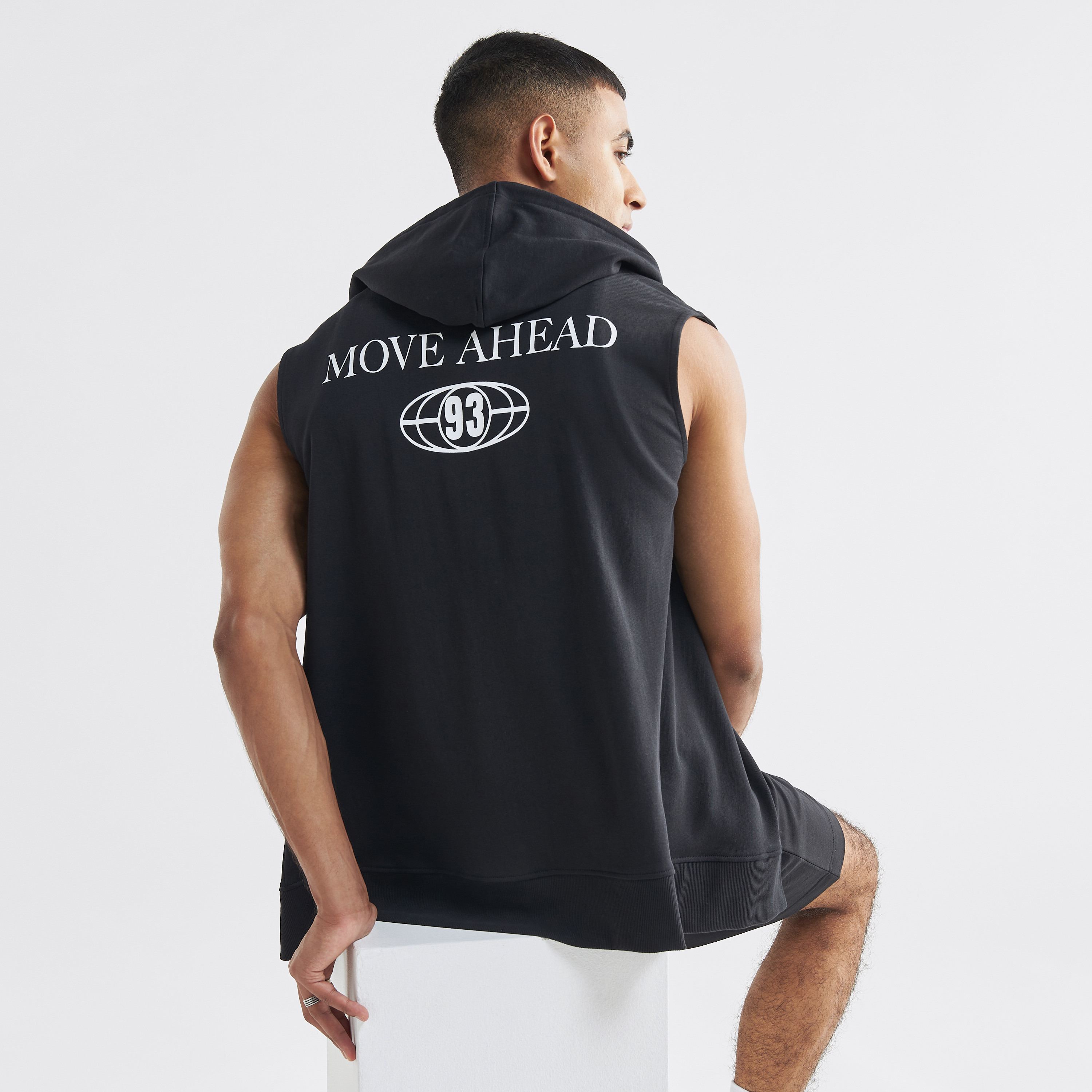 Mens sleeveless zip hoodie hotsell