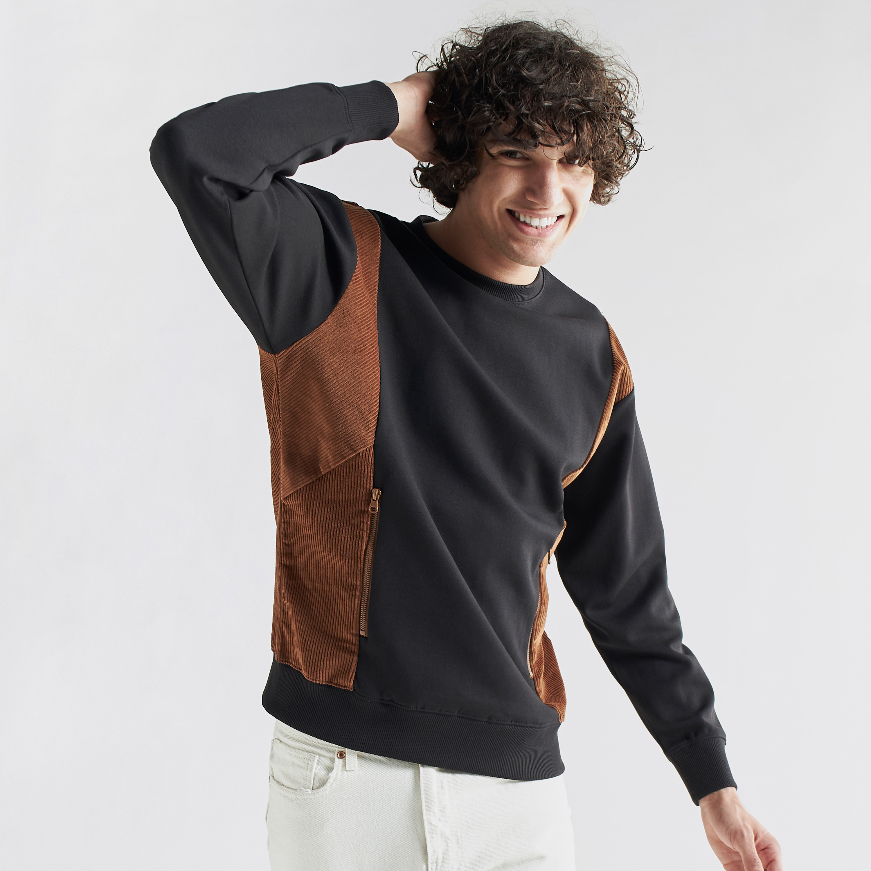 Man cut and sew hotsell panel sweatshirt