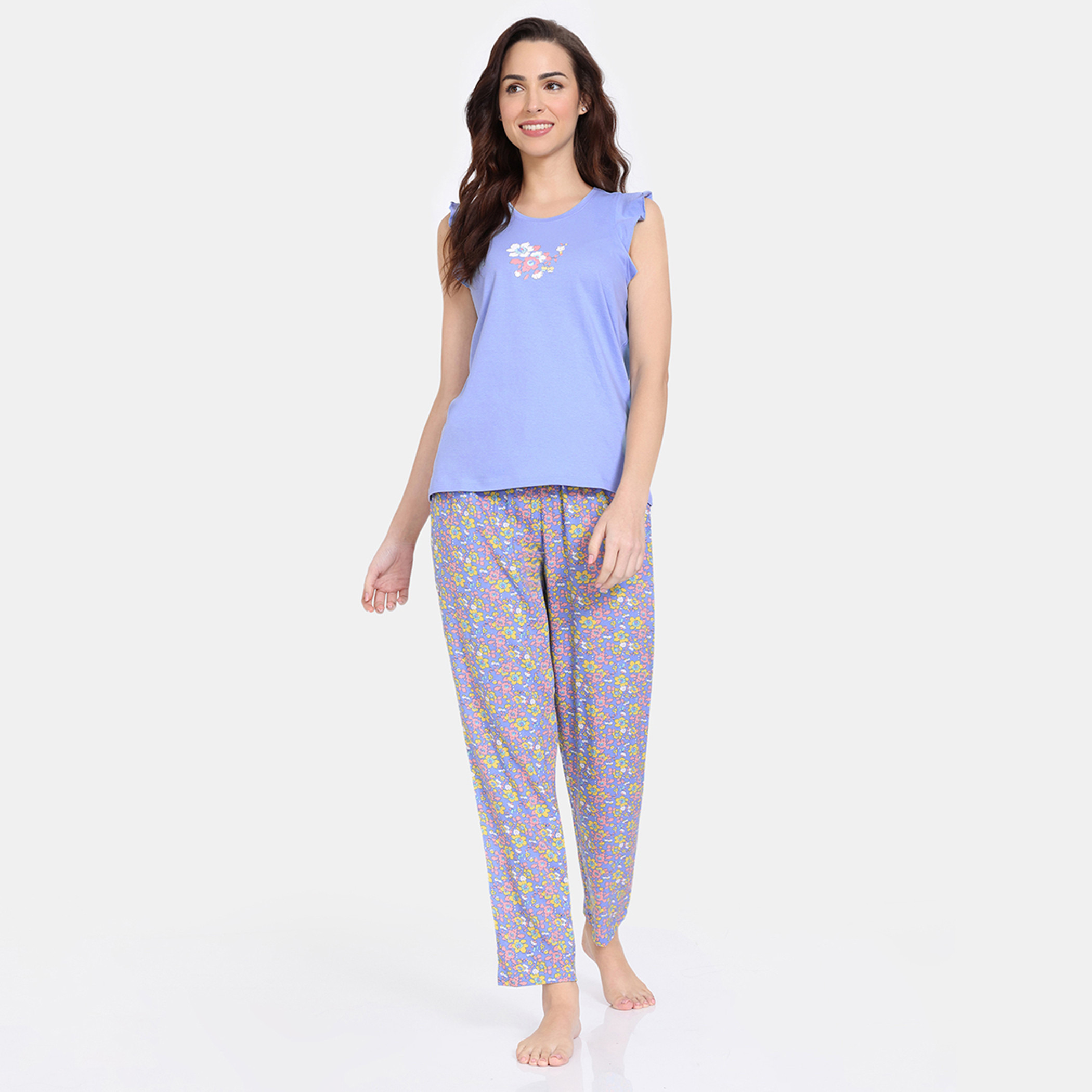 Buy Women s Zivame Floral Print Sleeveless Top and Pyjama Set Online Centrepoint Qatar