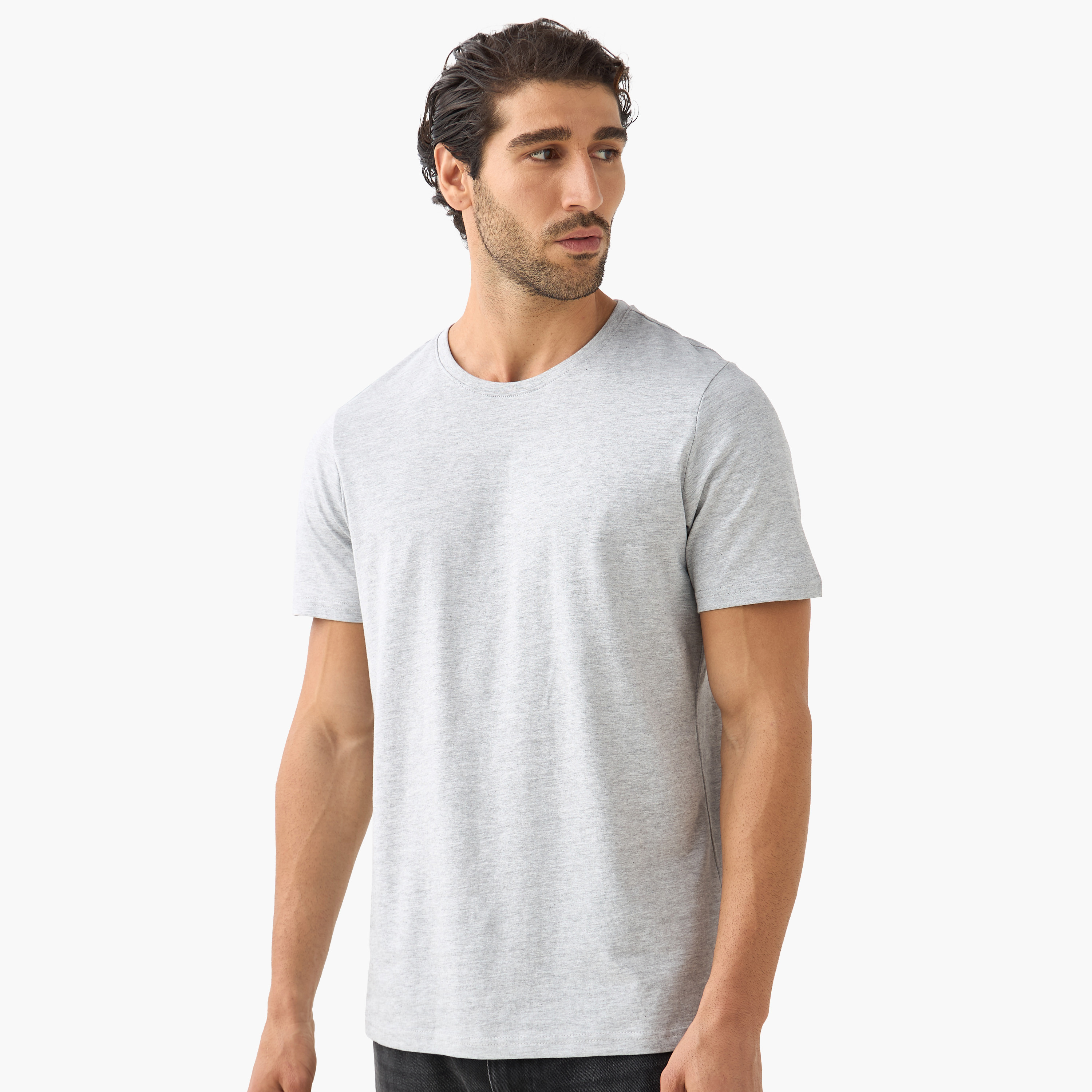 طقم تيشيرت من 3 قطع سادة بقصّة عادية وياقة ضيّقة وأكمام قصيرة-men-clothing-tshirtsandpolos-tshirts-image-2