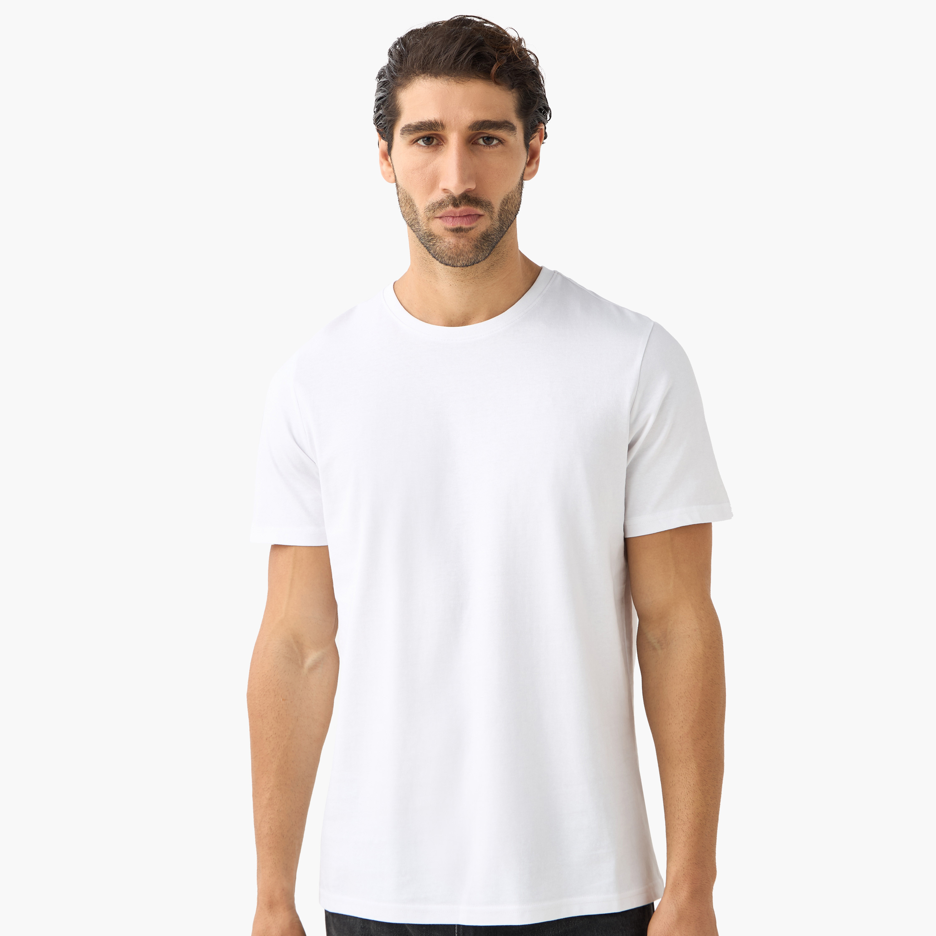 طقم تيشيرت من 3 قطع سادة بقصّة عادية وياقة ضيّقة وأكمام قصيرة-men-clothing-tshirtsandpolos-tshirts-image-4
