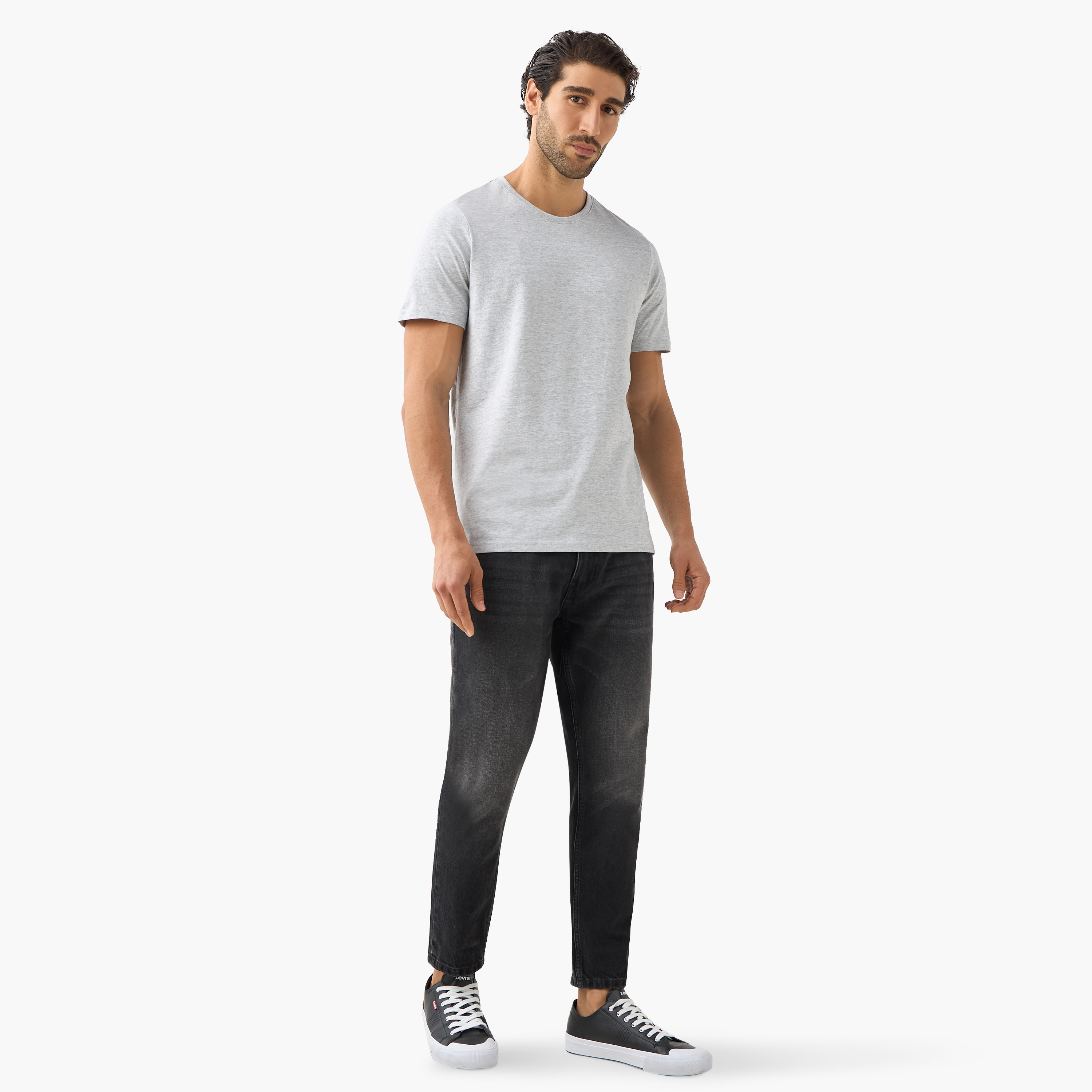 طقم تيشيرت من 3 قطع سادة بقصّة عادية وياقة ضيّقة وأكمام قصيرة-men-clothing-tshirtsandpolos-tshirts-image-8