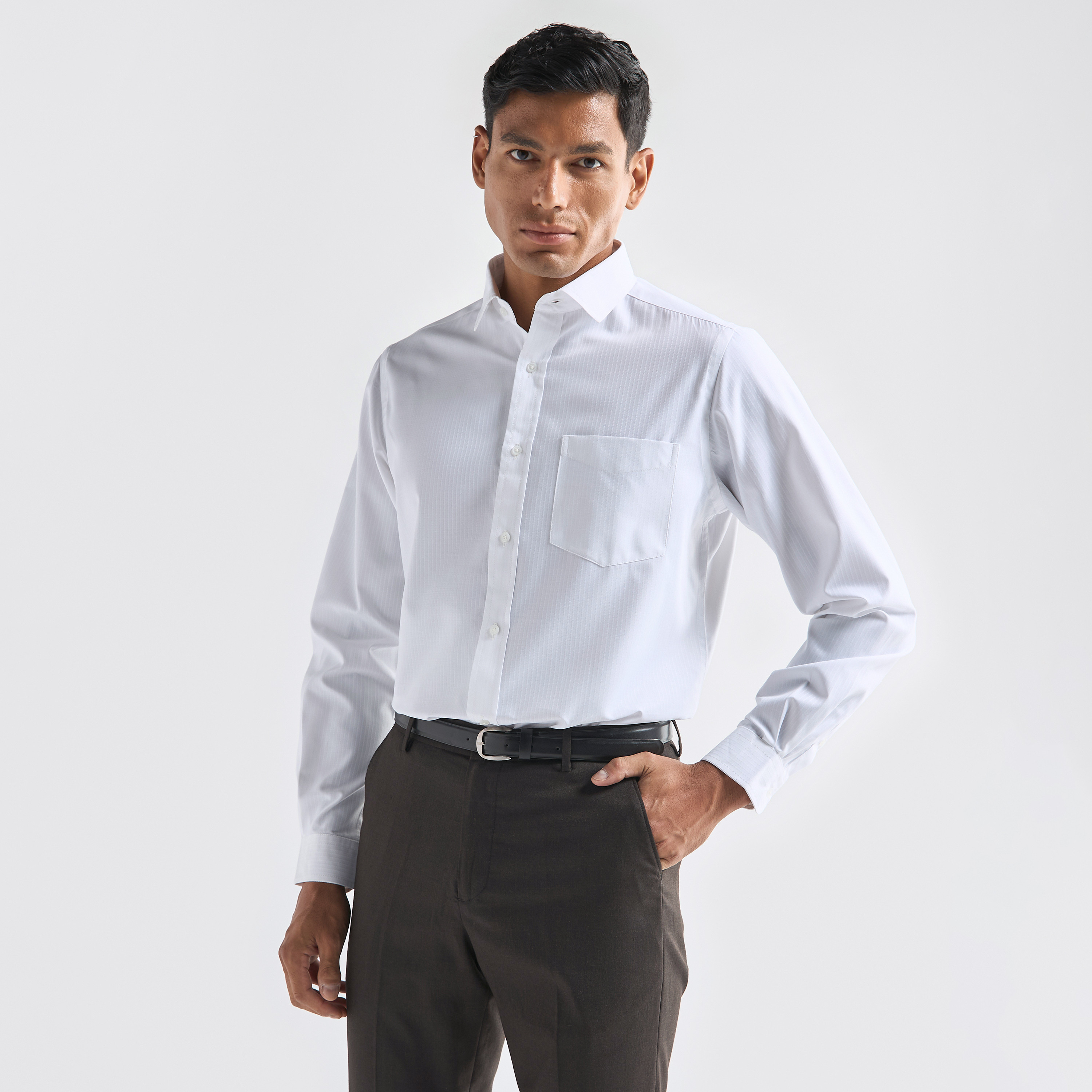 Striped Regular Fit Shirt with Long Sleeves and Pocket-men-clothing-shirts-image-1