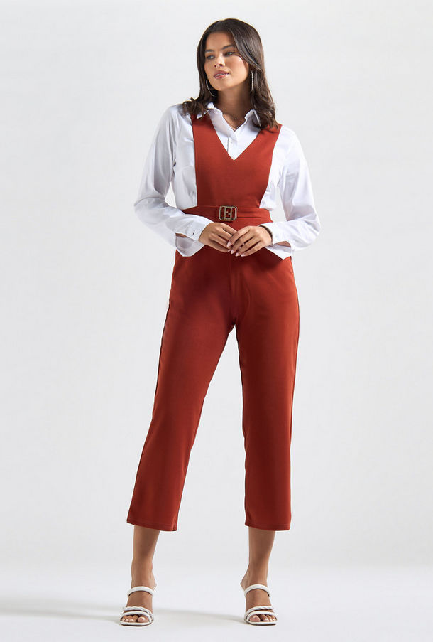 أفرول بياقة V وجيوب-women-clothing-image-1