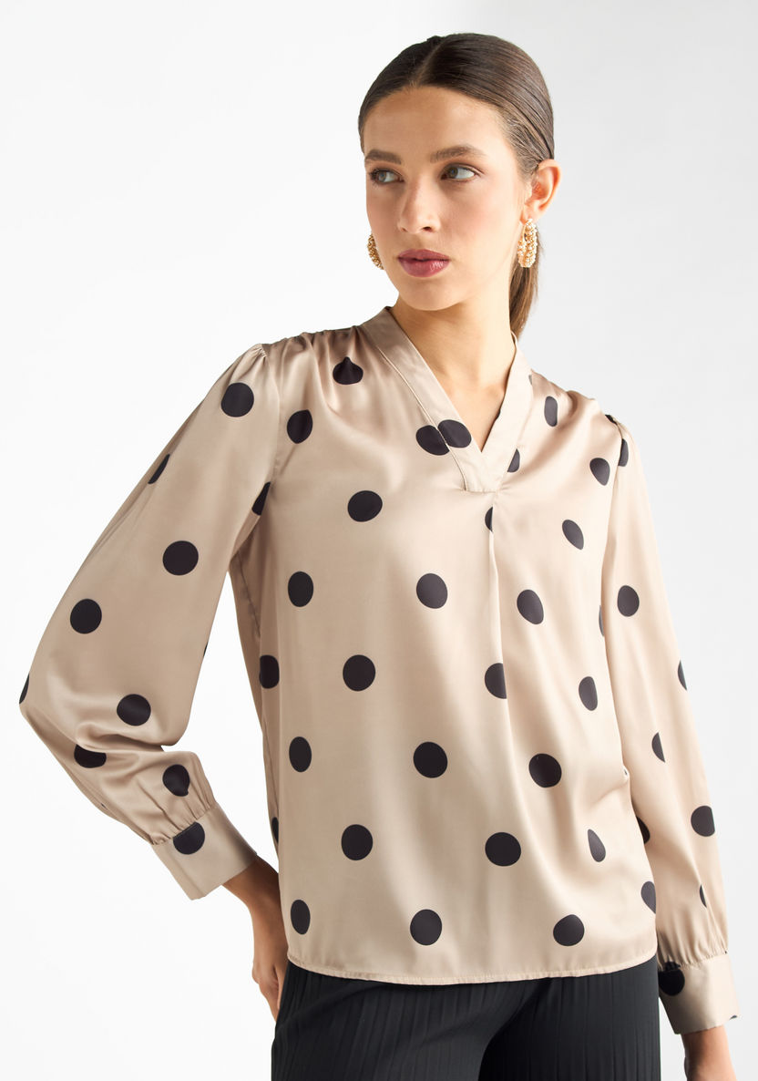 Ladies Blouses Polka Dot Bell Sleeve Top Shop All-Over Polka Dot