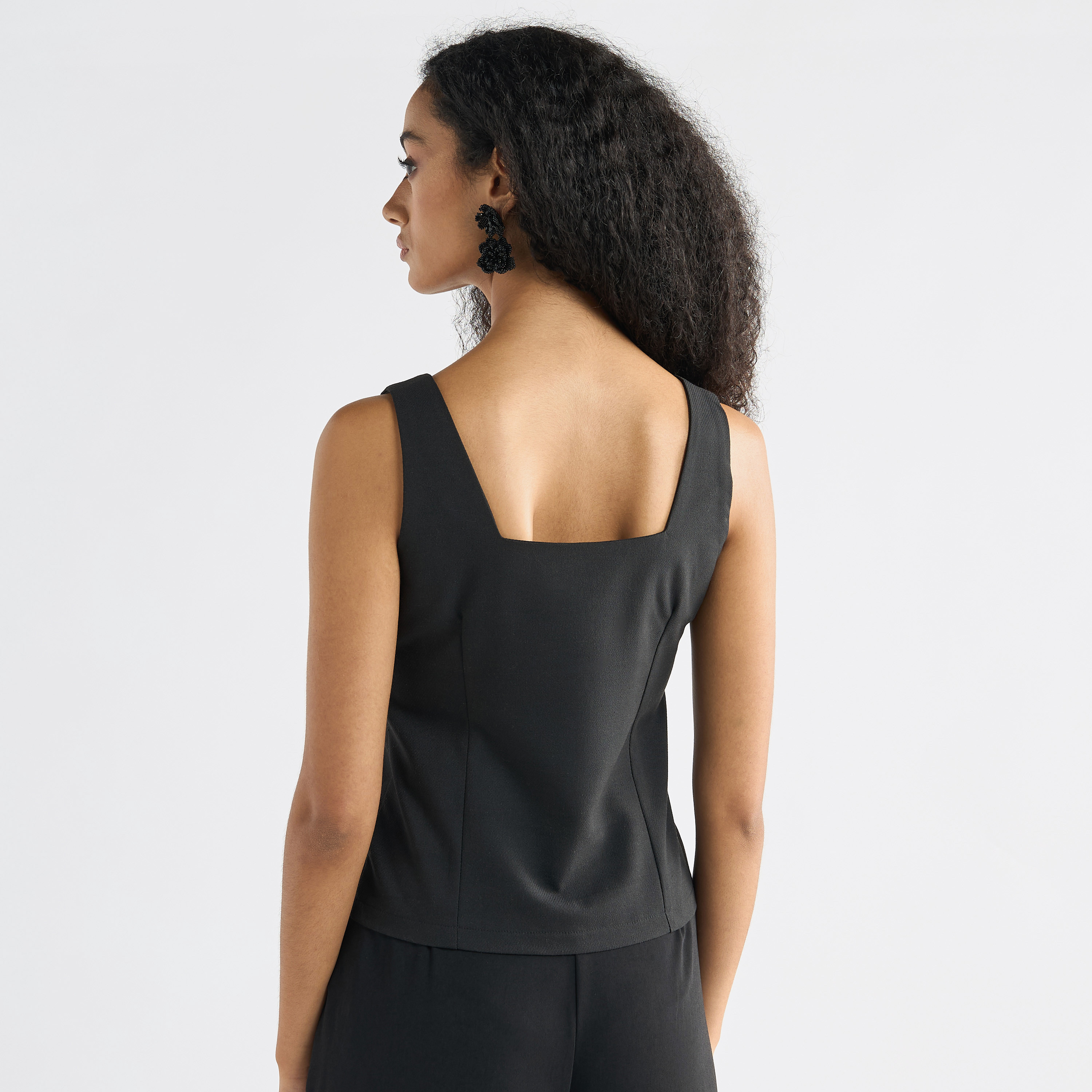 Shop Sleeveless Wrap Jacket with Square Neck and Button Closure Online ...