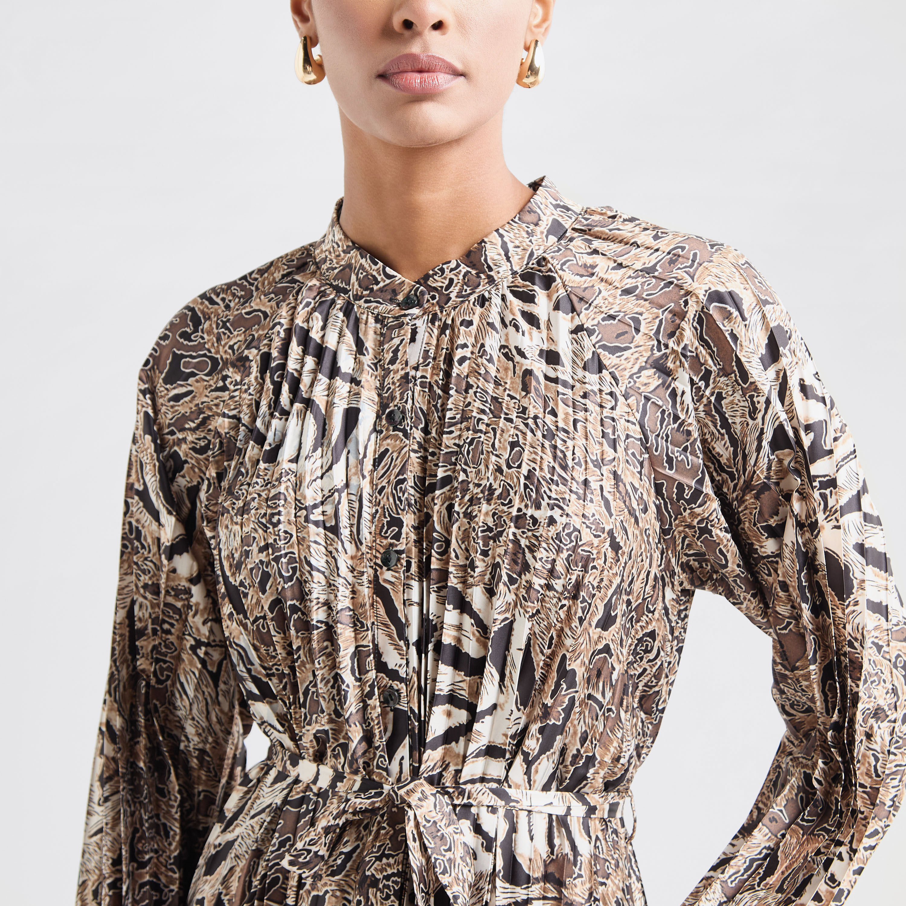 Buy Women s Animal Print Maxi Shirt Dress with Long Sleeves Online Centrepoint KSA