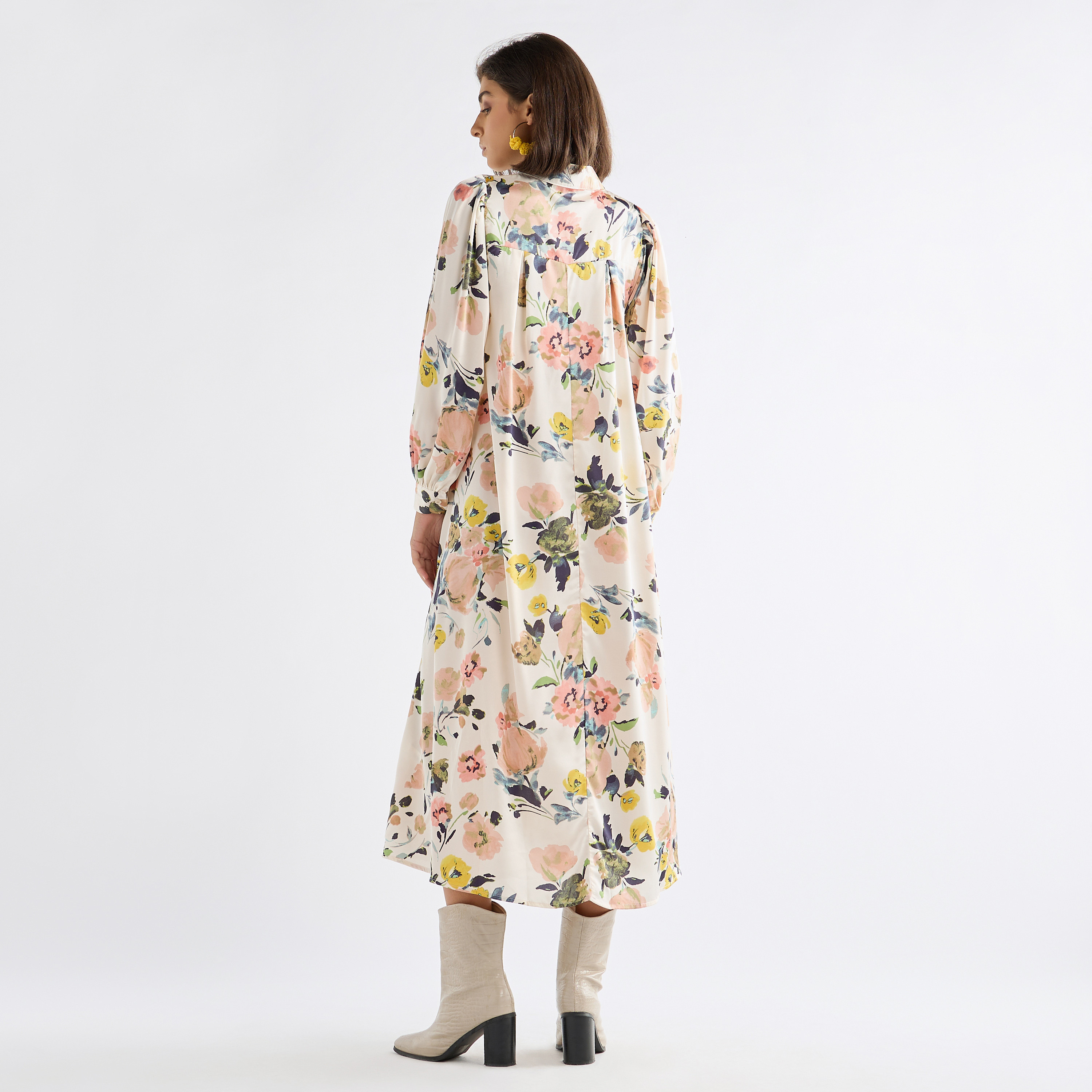 Floral Print Dress with Pussy Bow Neck and Volume Sleeves-women-clothing-dresses-image-4