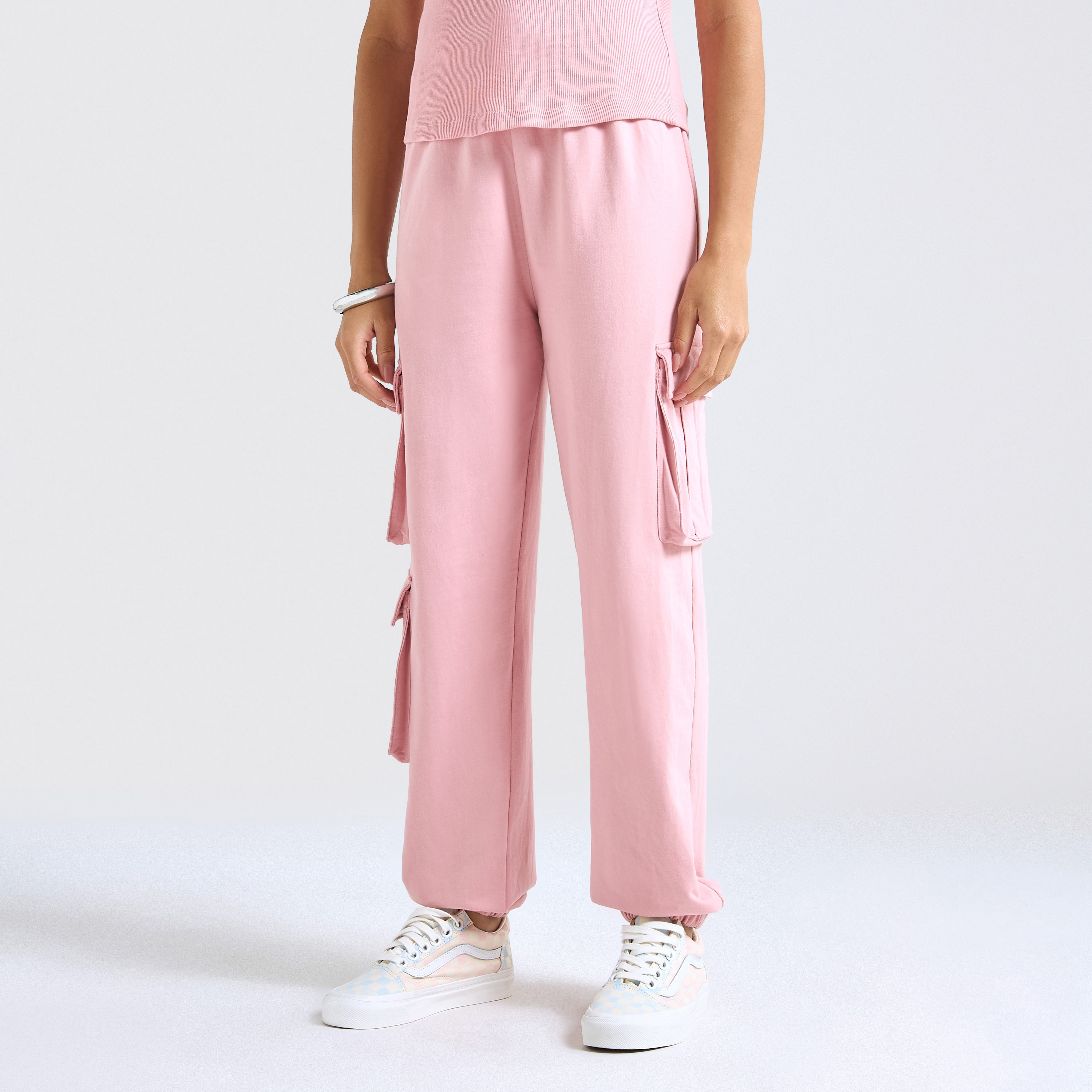 Textured Polo T-shirt and Cargo Joggers Set-women-clothing-coordsets-image-4