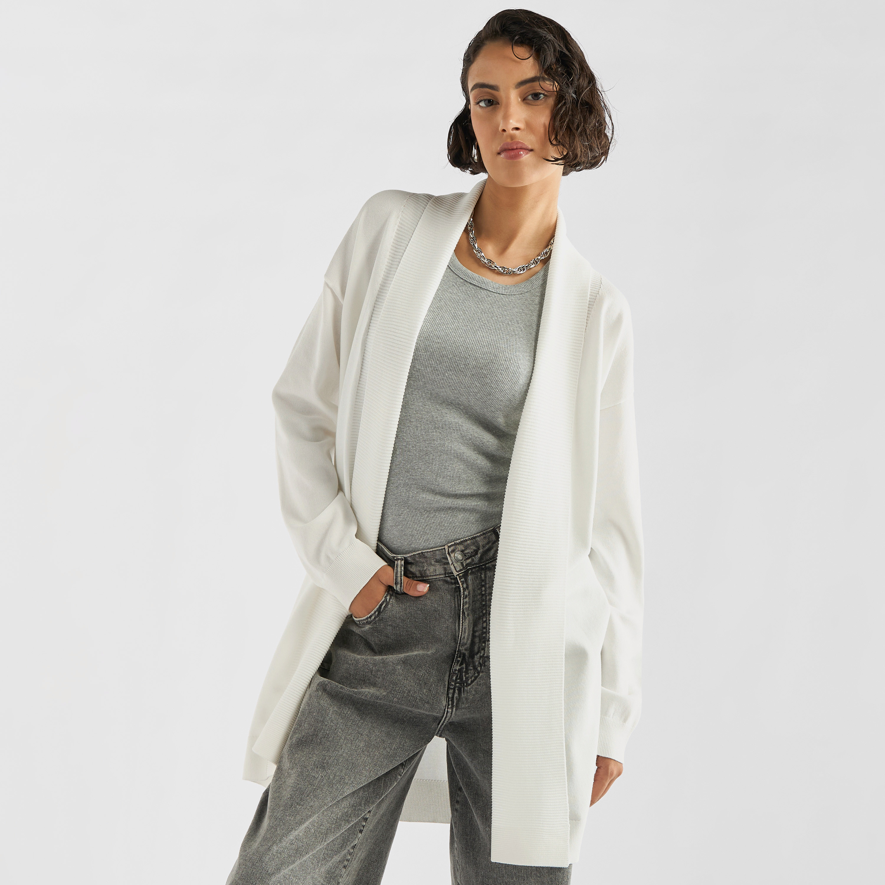 Longline open front cardigan hotsell