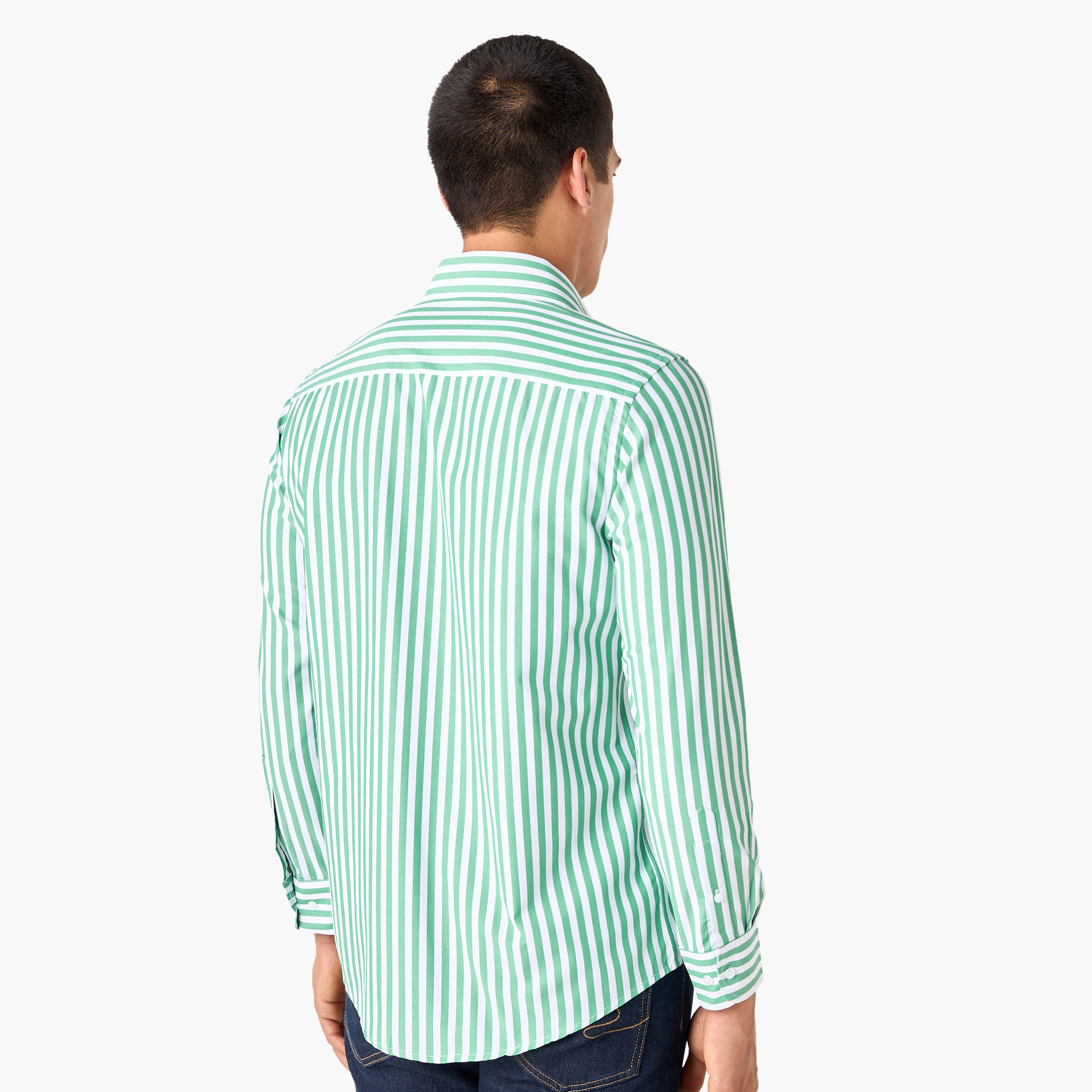Regular Fit Striped Shirt with Collar and Long Sleeves-men-clothing-shirts-image-3