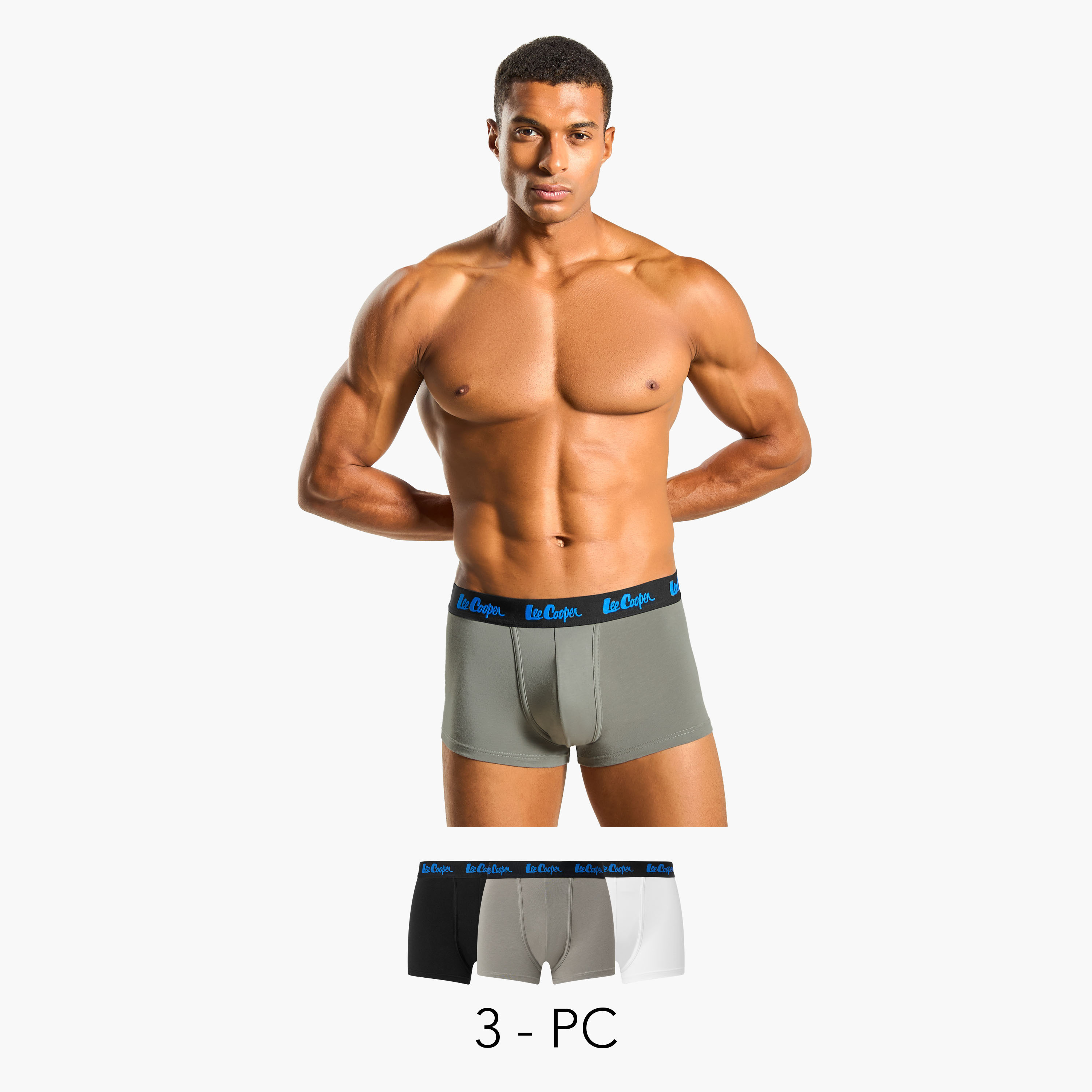Set of 3 - Lee Cooper Trunk Briefs with Elasticated Waistband-men-clothing-innerwear-underwear-image-1