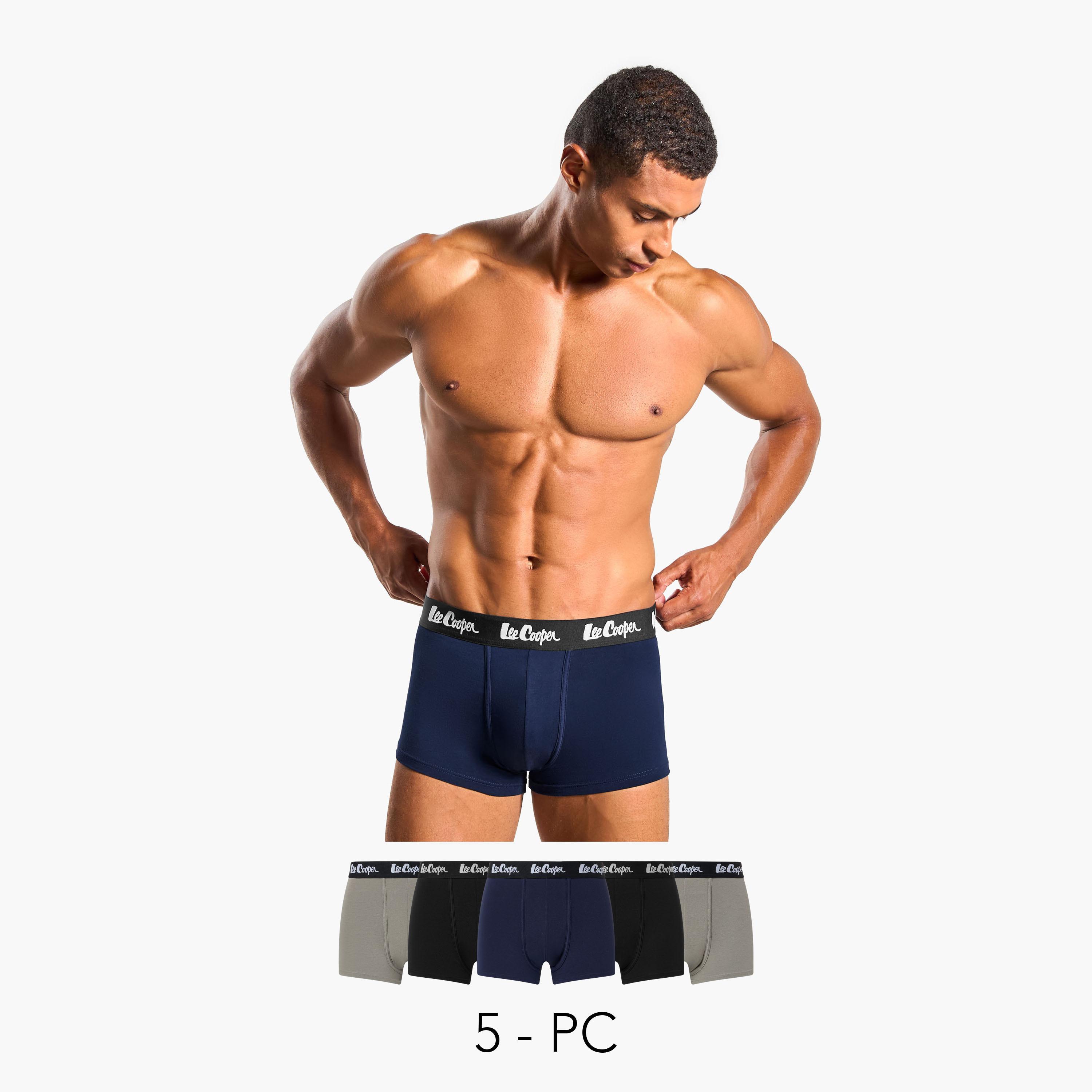 Set of 5 - Lee Cooper Trunk Briefs with Elasticated Waistband-men-clothing-innerwear-underwear-image-1