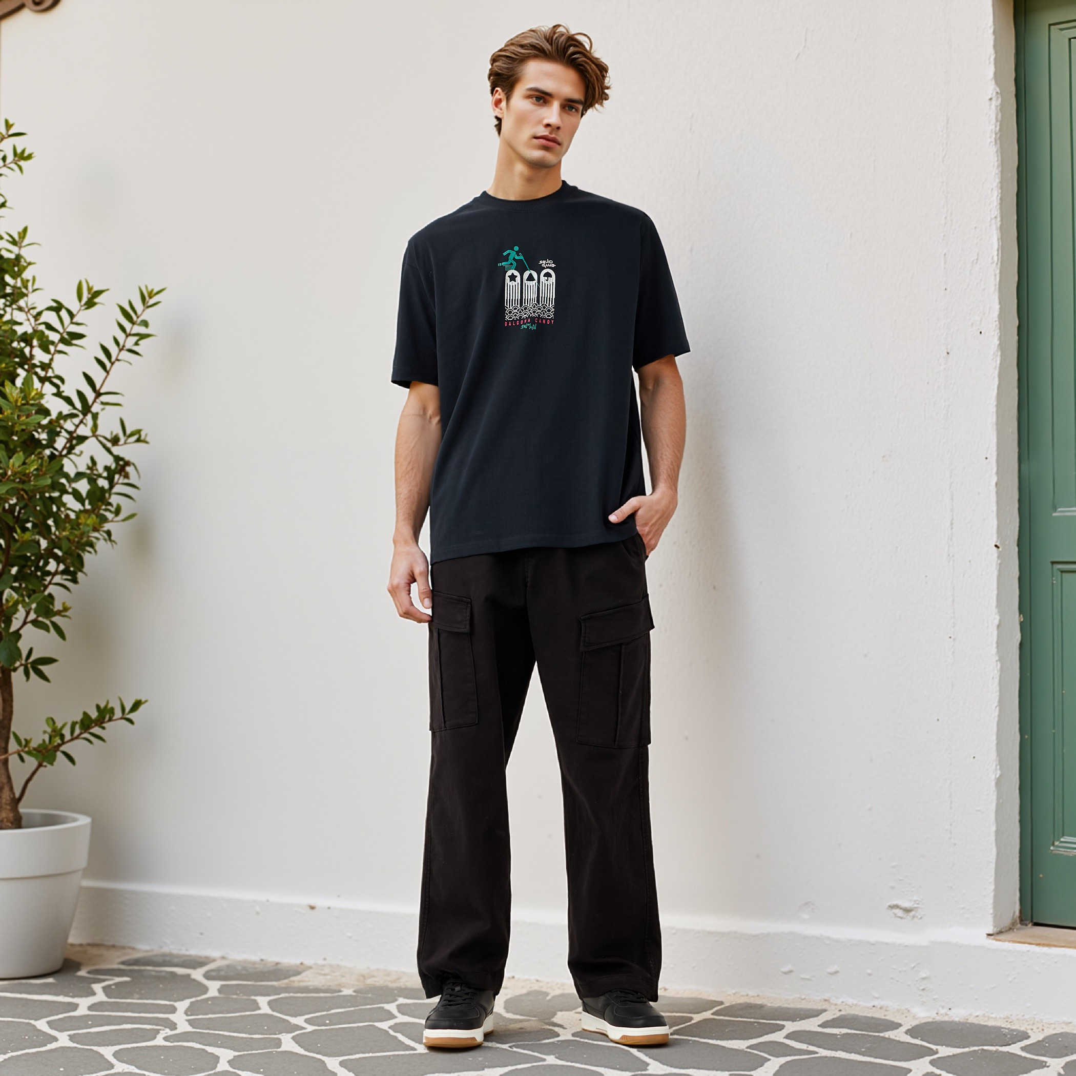 Squid Game Print T-shirt with Crew Neck and Short Sleeves-men-clothing-tshirtsandpolos-tshirts-image-2